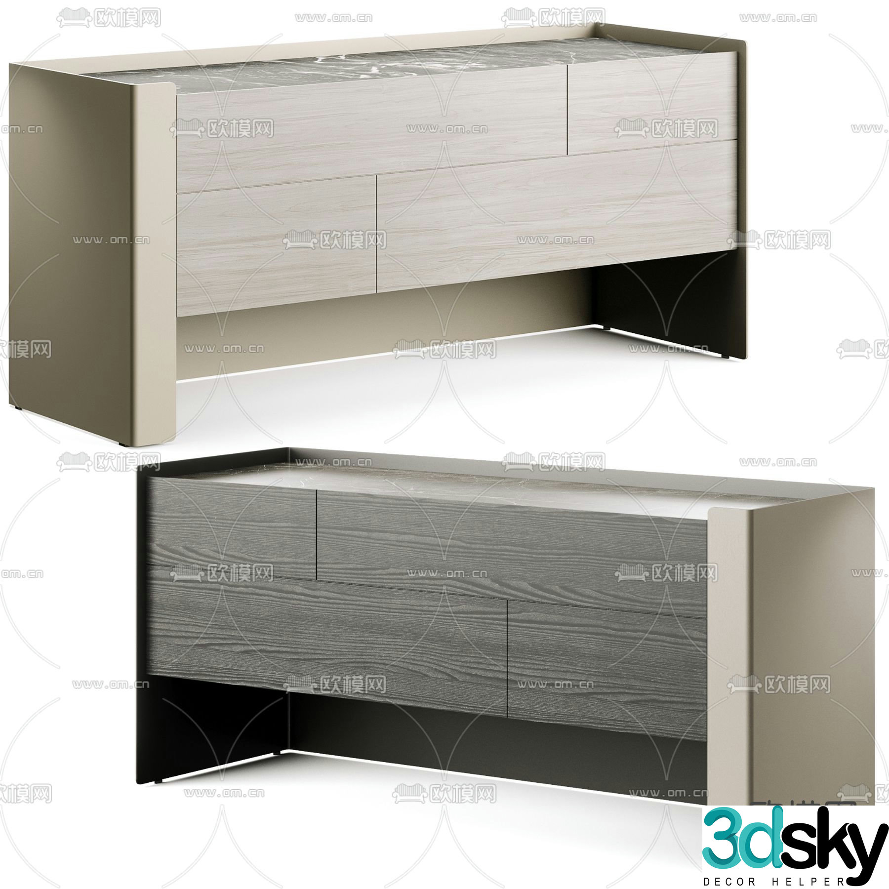 Poliform Chloe entrance cabinet end view cabinet 3d model