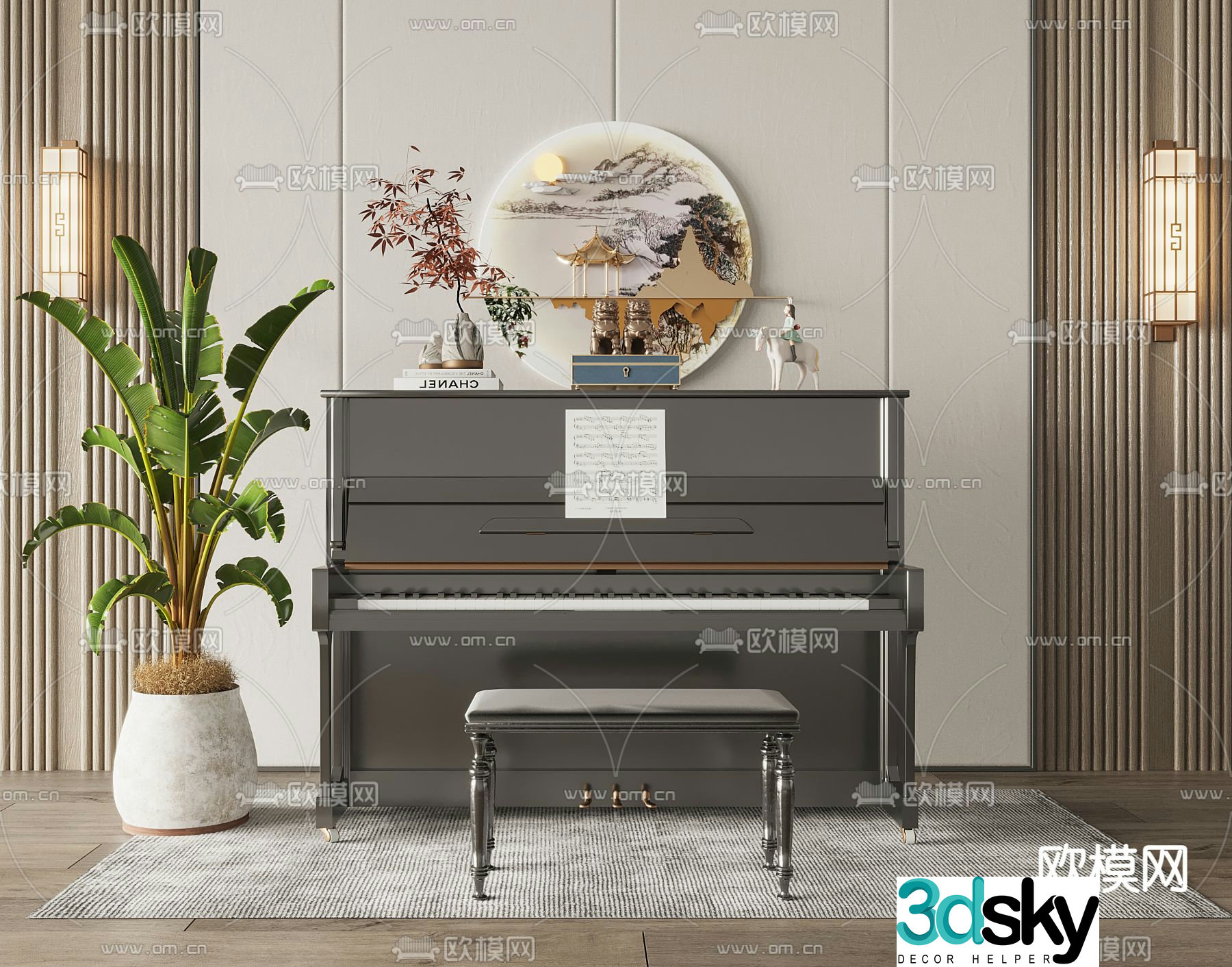 New Chinese piano 3d model