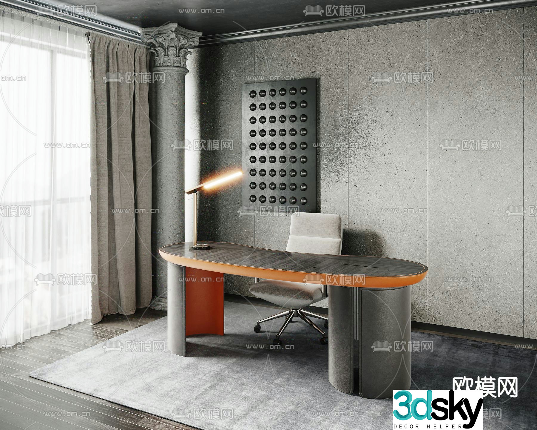 Flexform desk chair desk 3d model