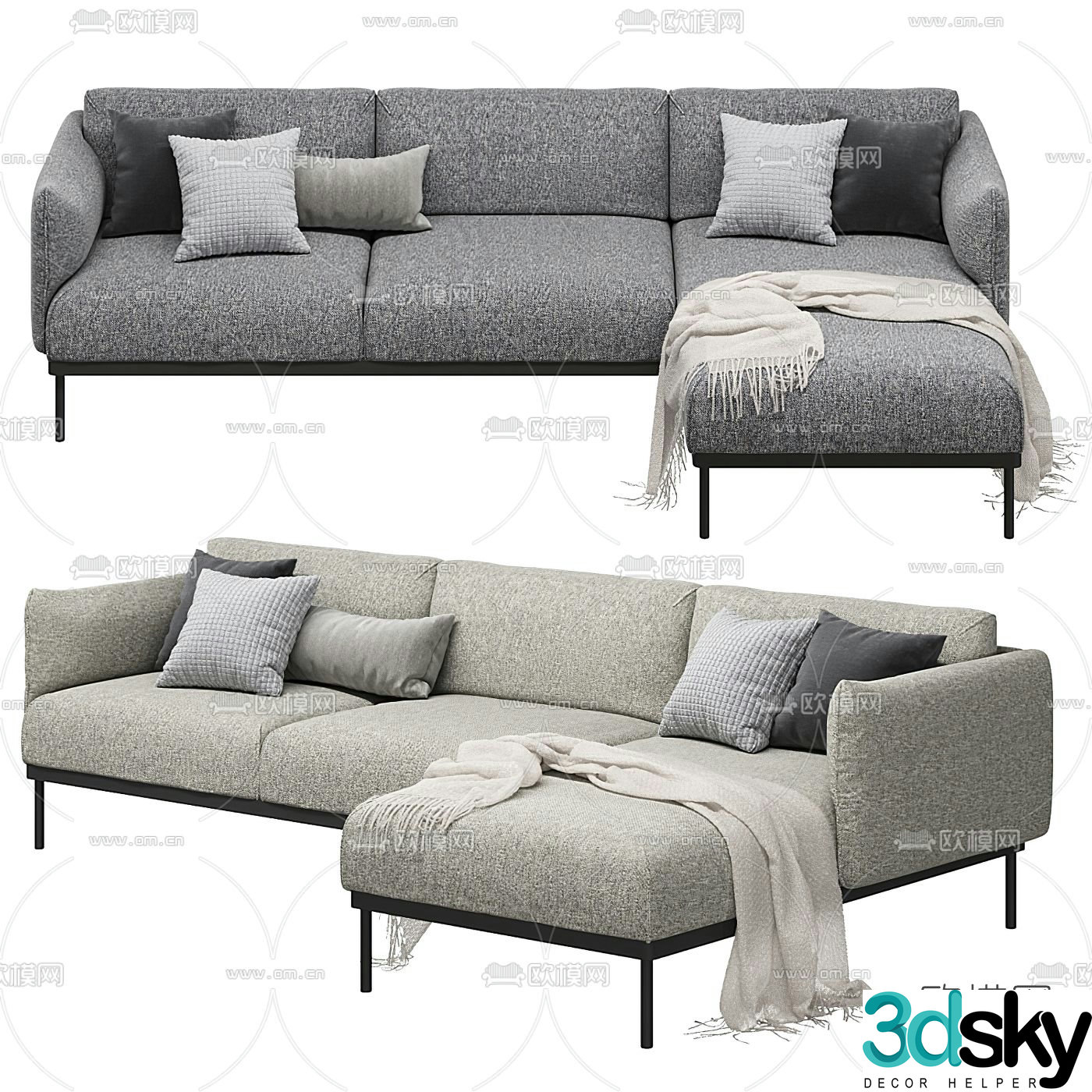 FLEXFORM gray corner sofa 3d model