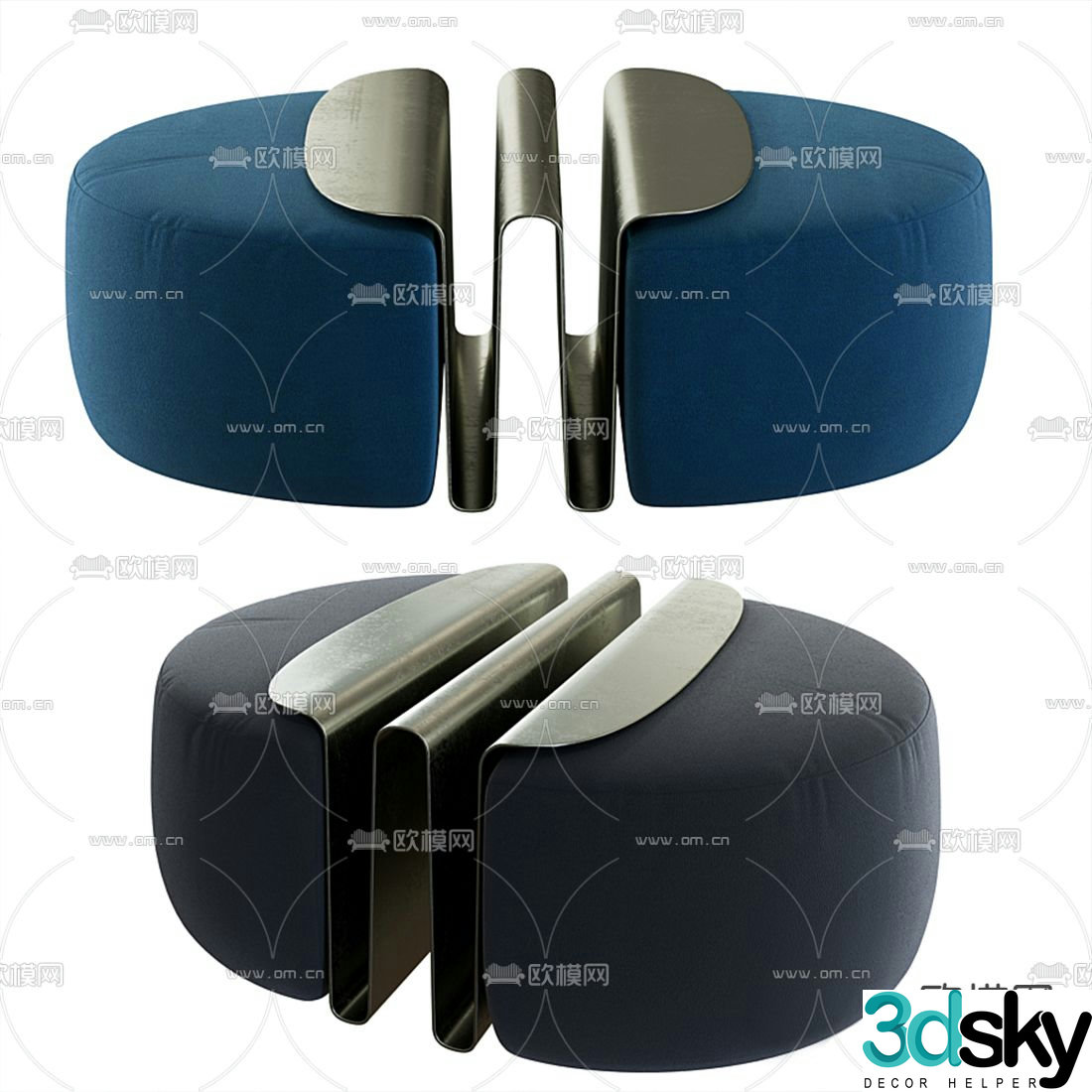Natuzzi sofa stool stool 3d model