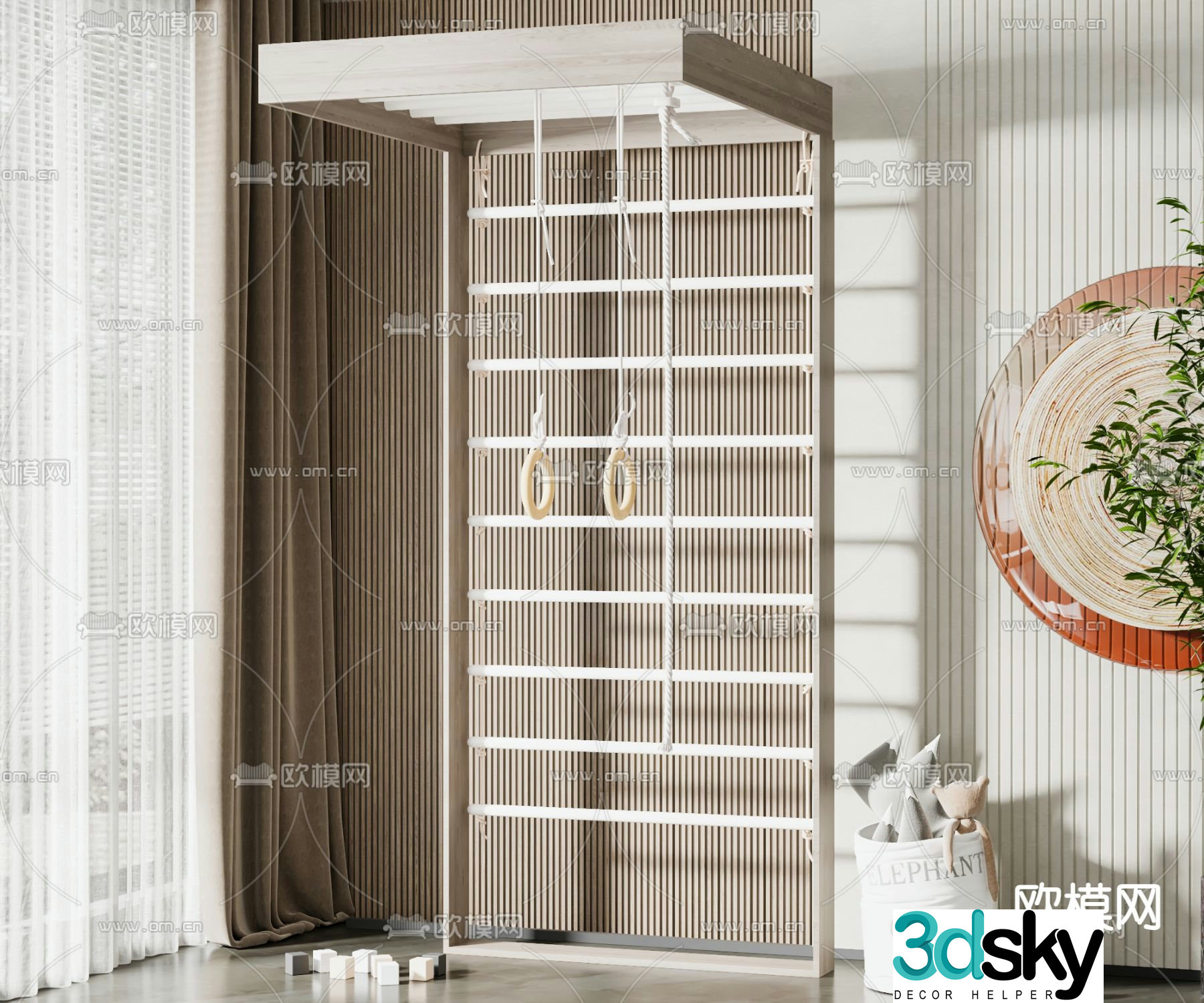 Modern children’s room climbing frame 3d model