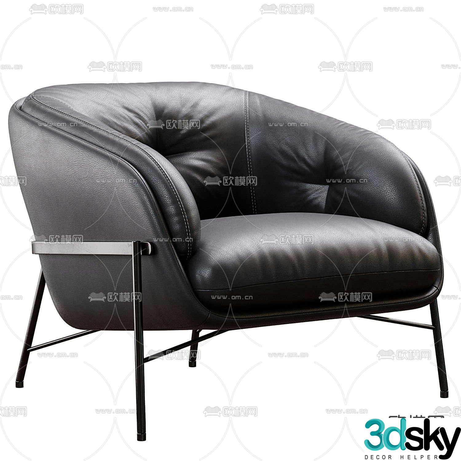 Bonaldo black lounge chair 3d model
