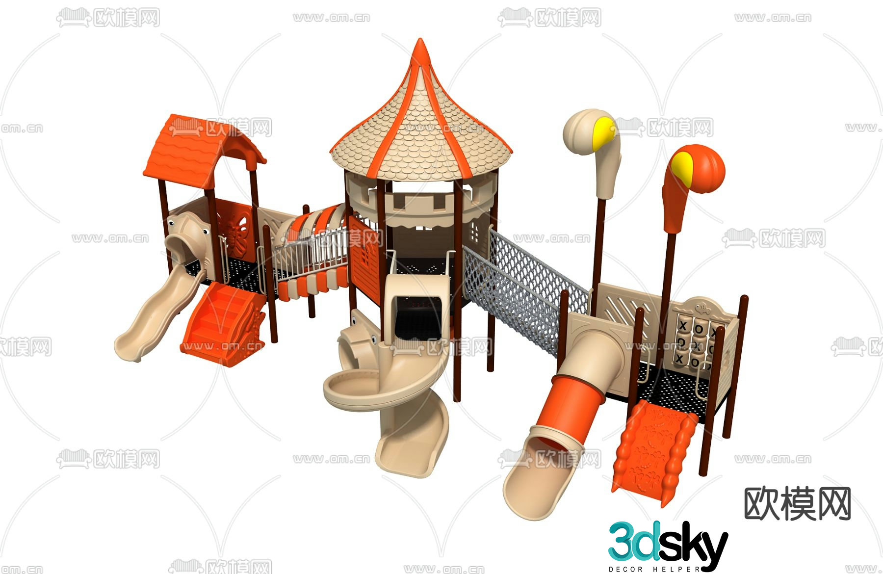Modern children's slide amusement equipment 3d model