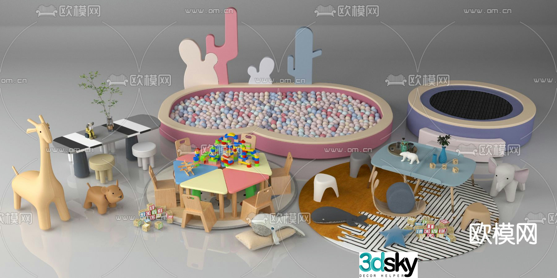 Nordic children's toys entertainment facilities 3d model