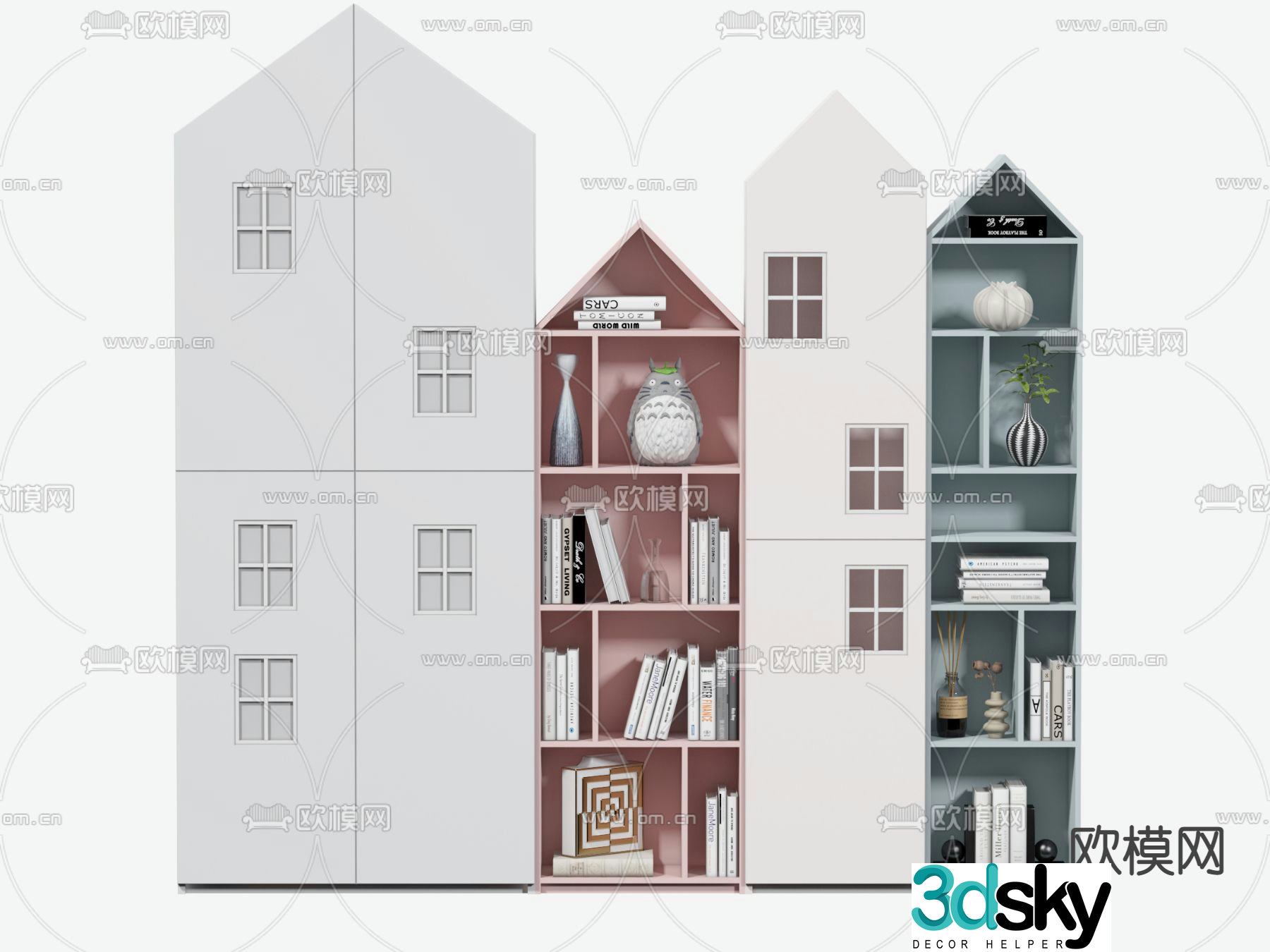 Nordic children’s bookcase bookshelf 3d model
