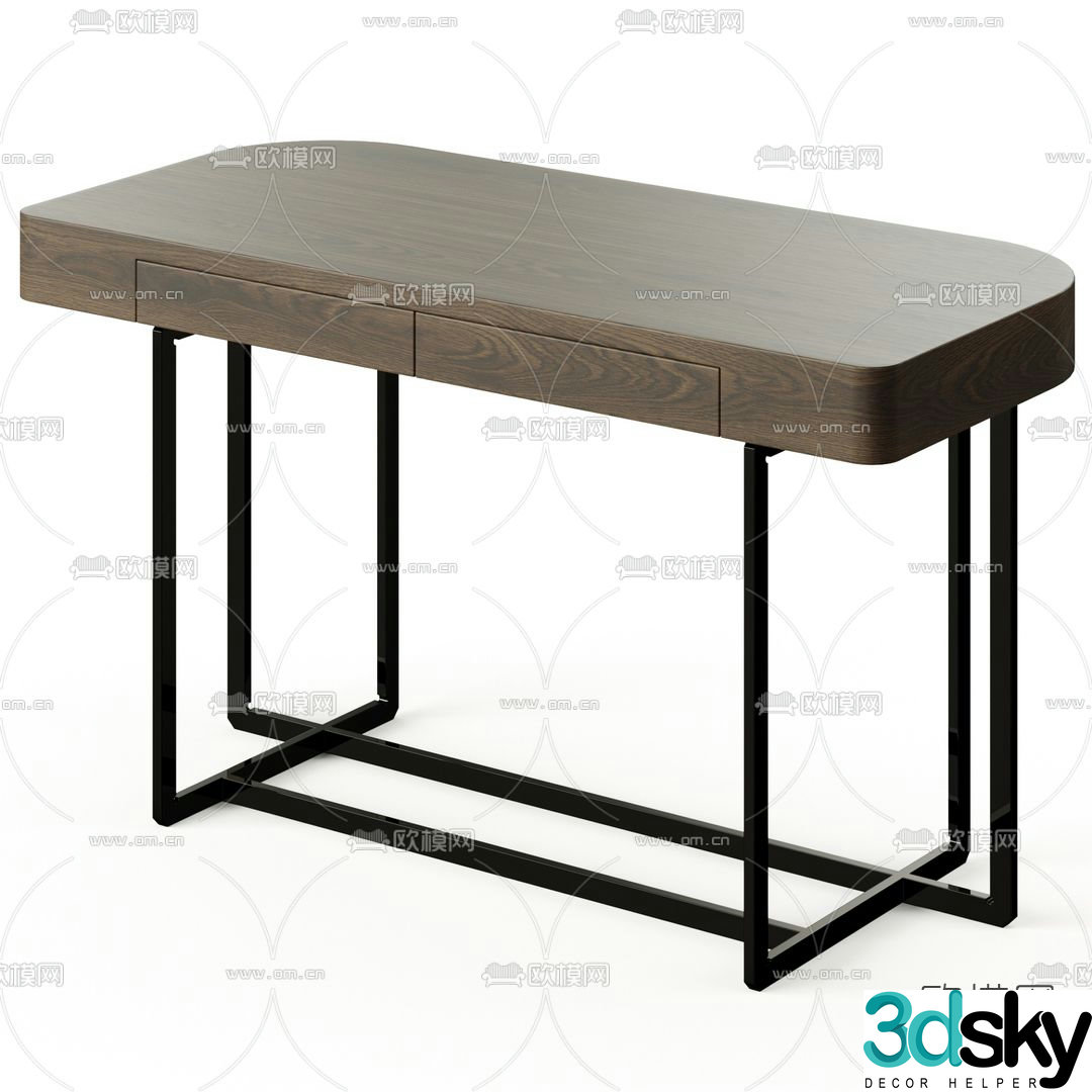 Flexform modern entrance desk end view desk 3d model