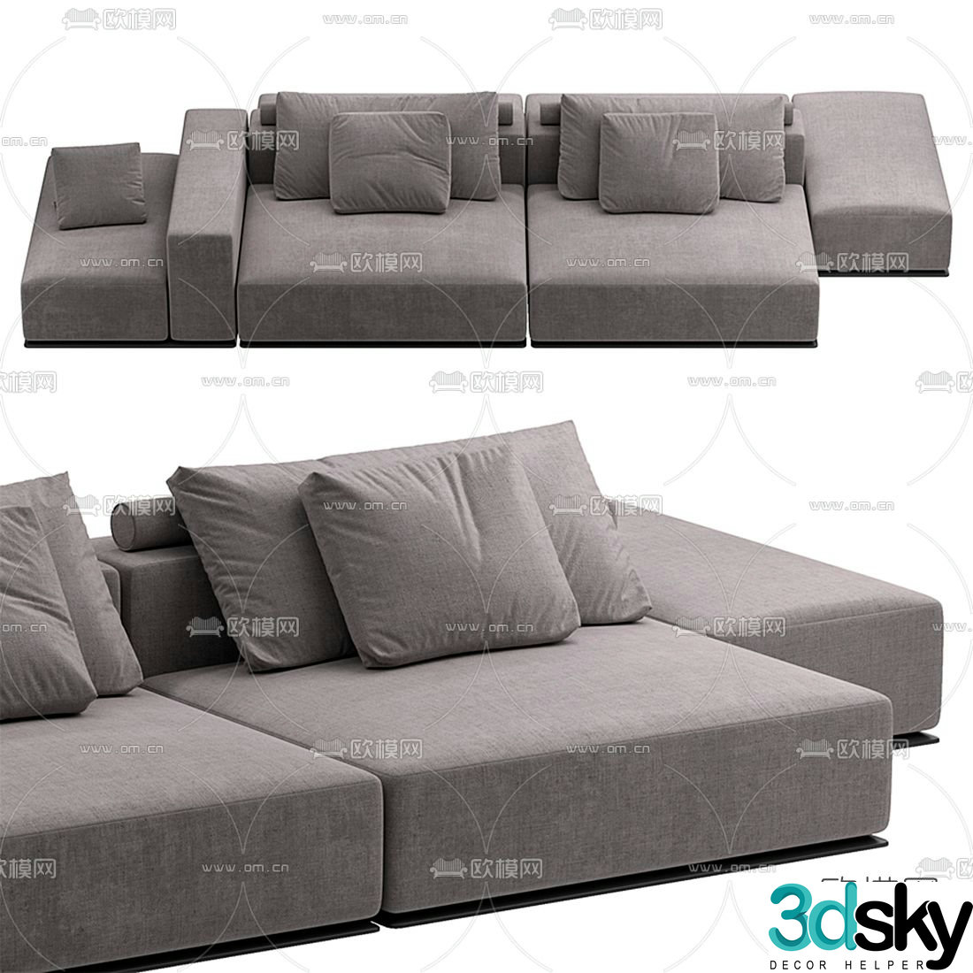 Poliform dark sofa 3d model