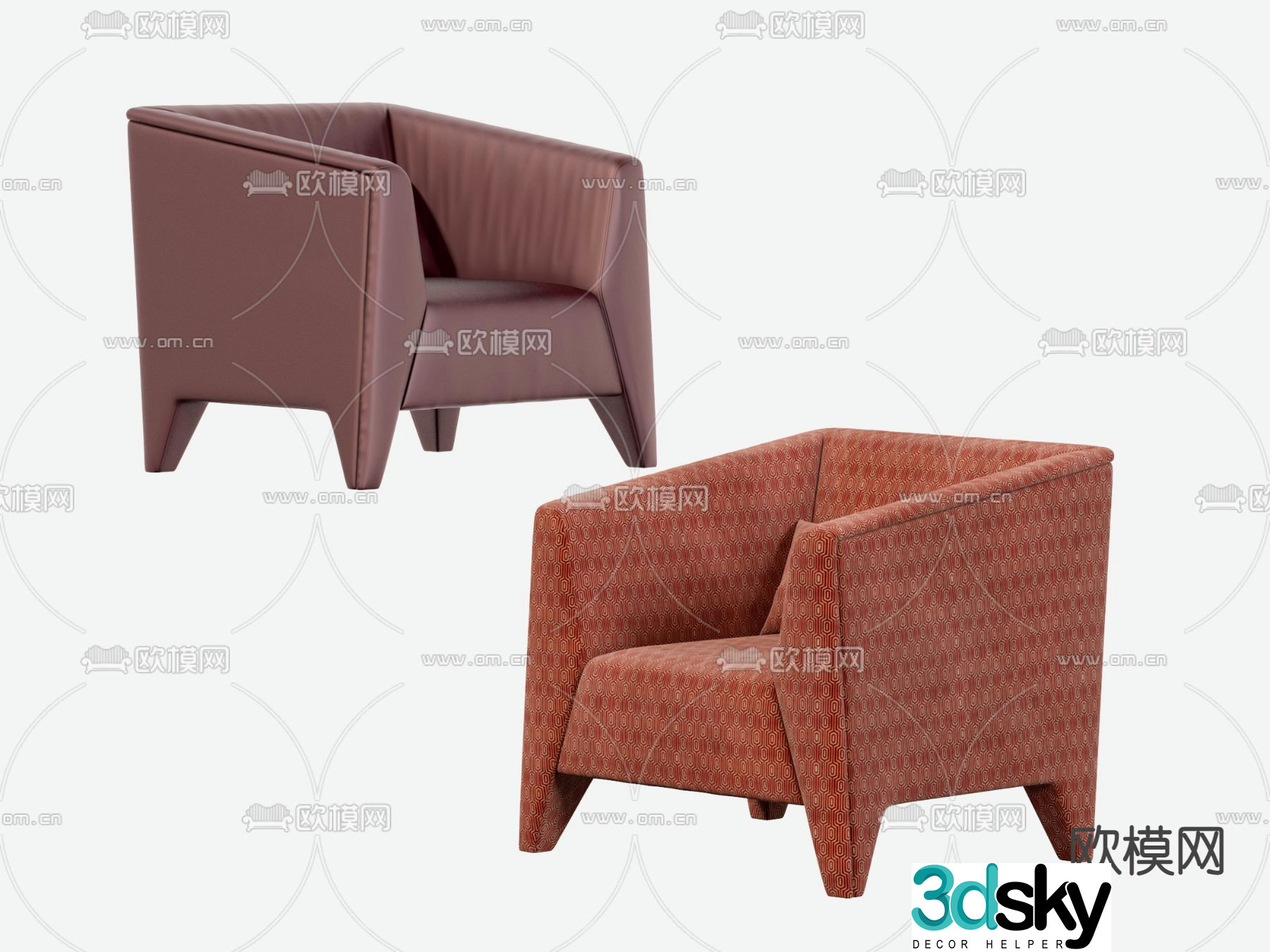 B&B italia modern red sofa 3d model