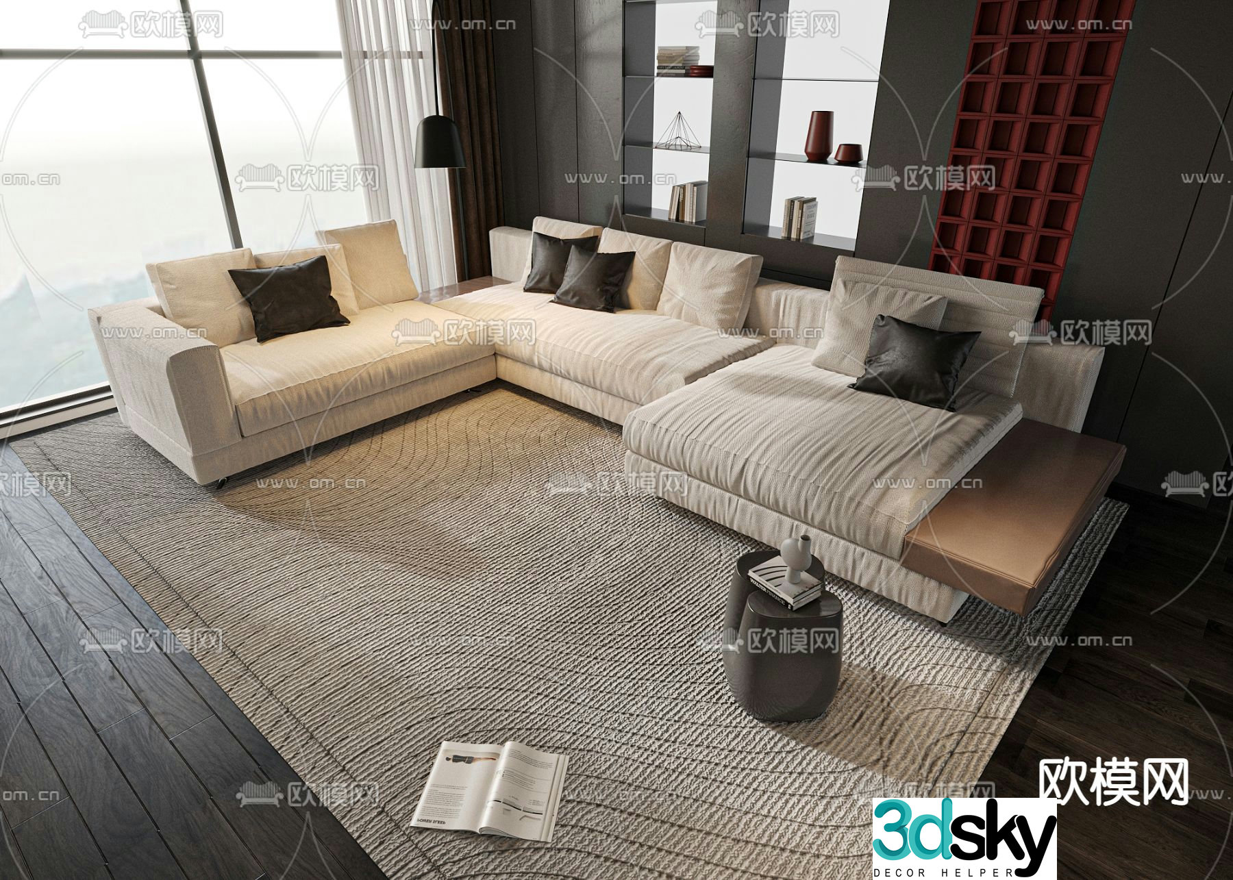 Minotti corner sectional sofa 3d model