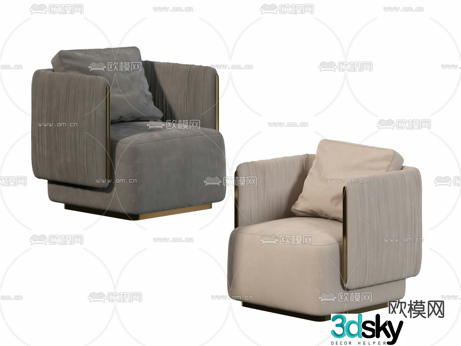 B&B italia light luxury single sofa 3D model