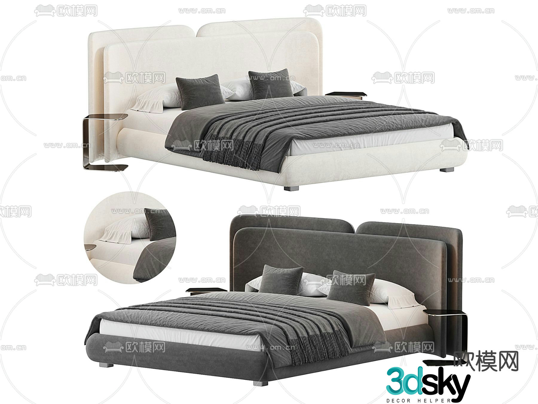 Pertica double bed 3d model
