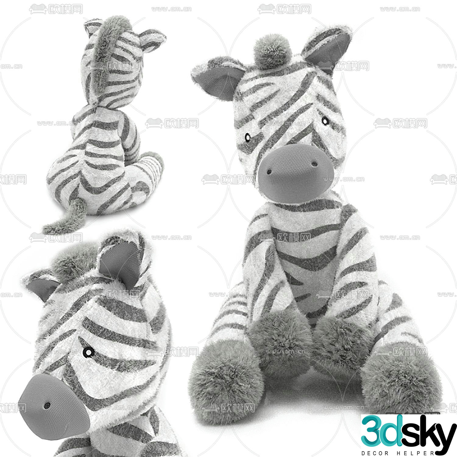 Zebra stuffed toy 3d model