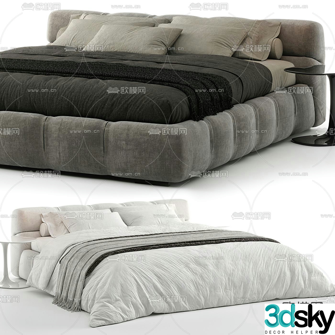 B&B italia modern double bed 3d model