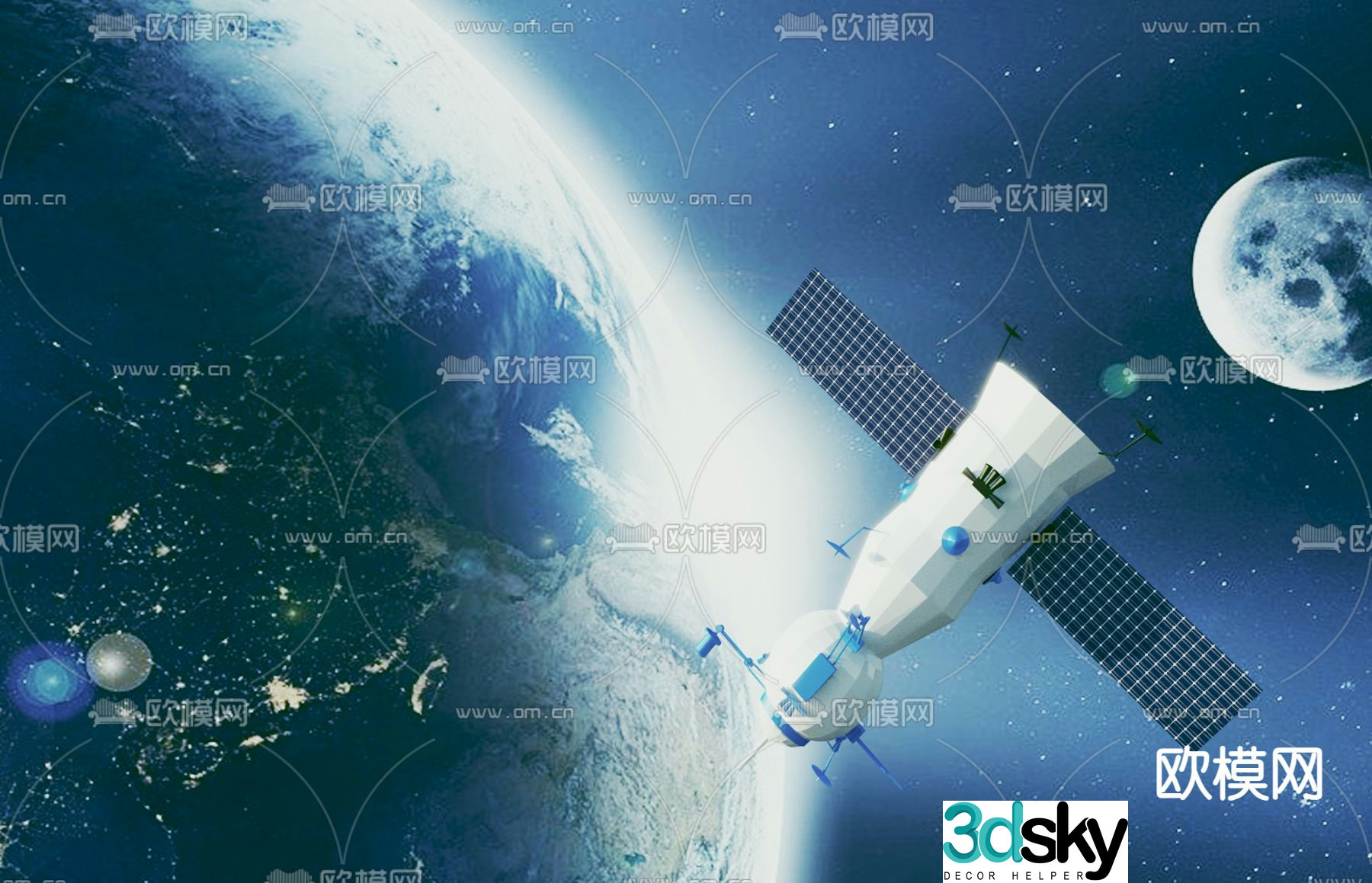 spaceship space station space capsule satellite 3d model