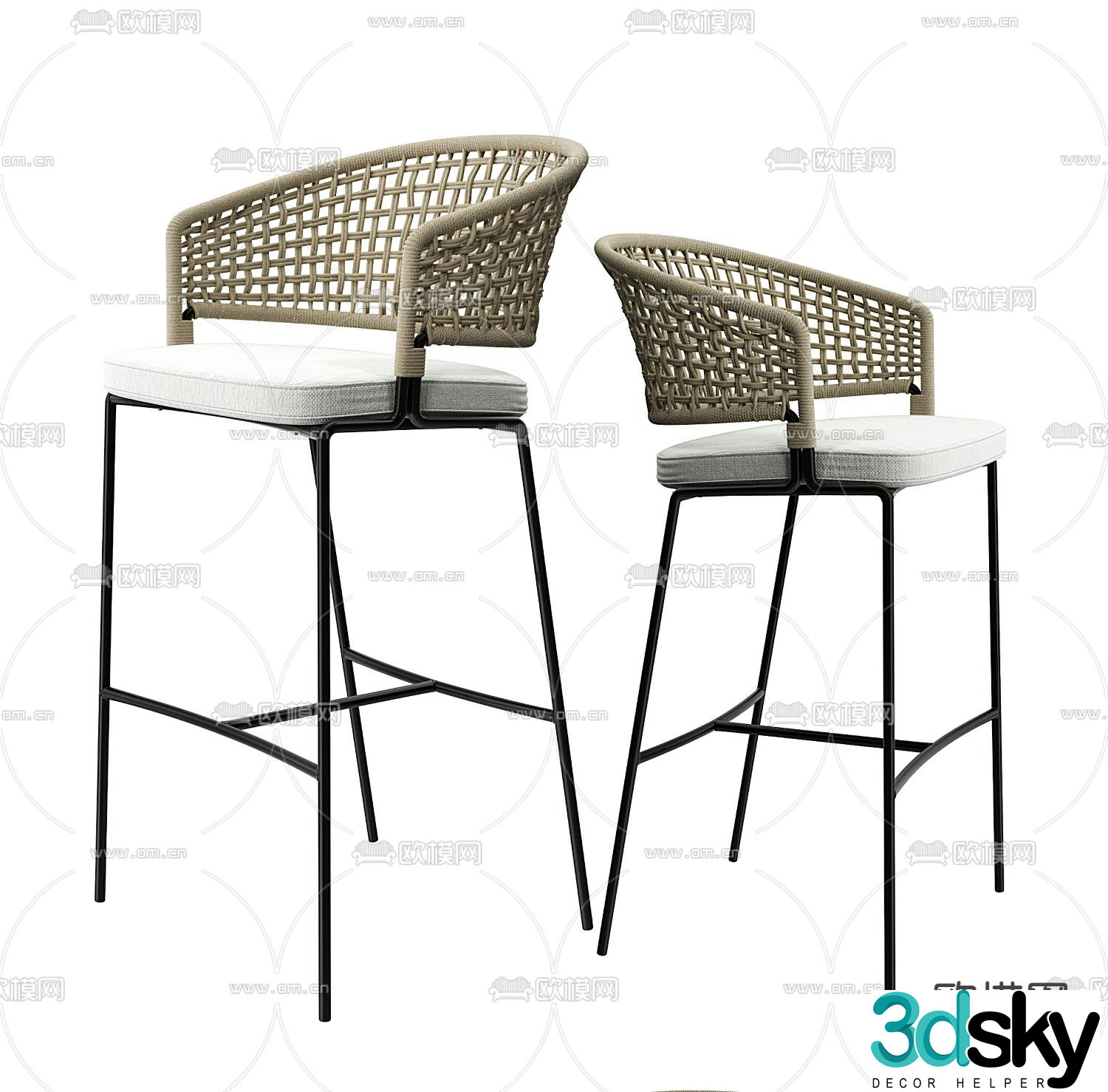 B&B Italia rattan bar chair 3d model