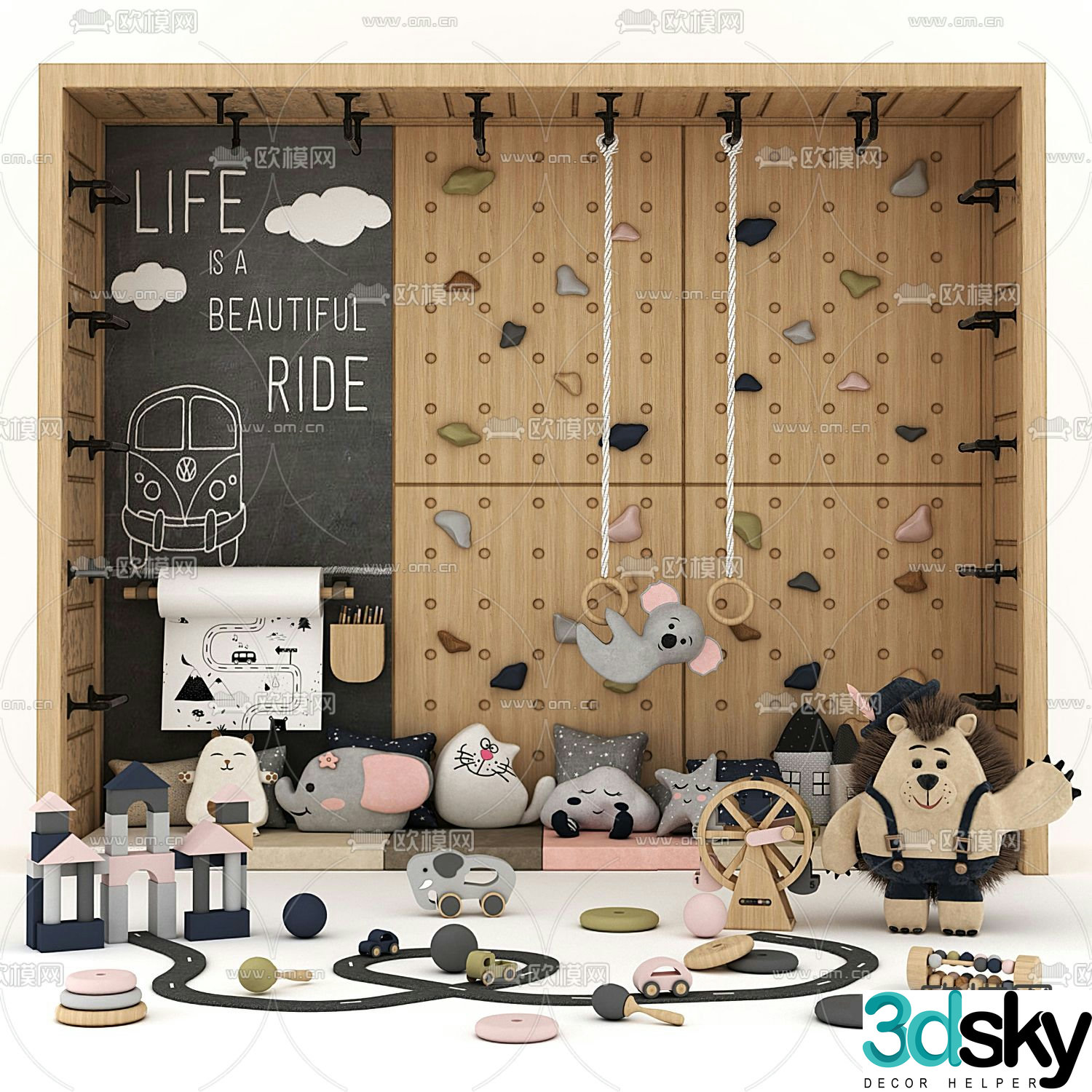 toys doll building blocks rock climbing wall 3d model