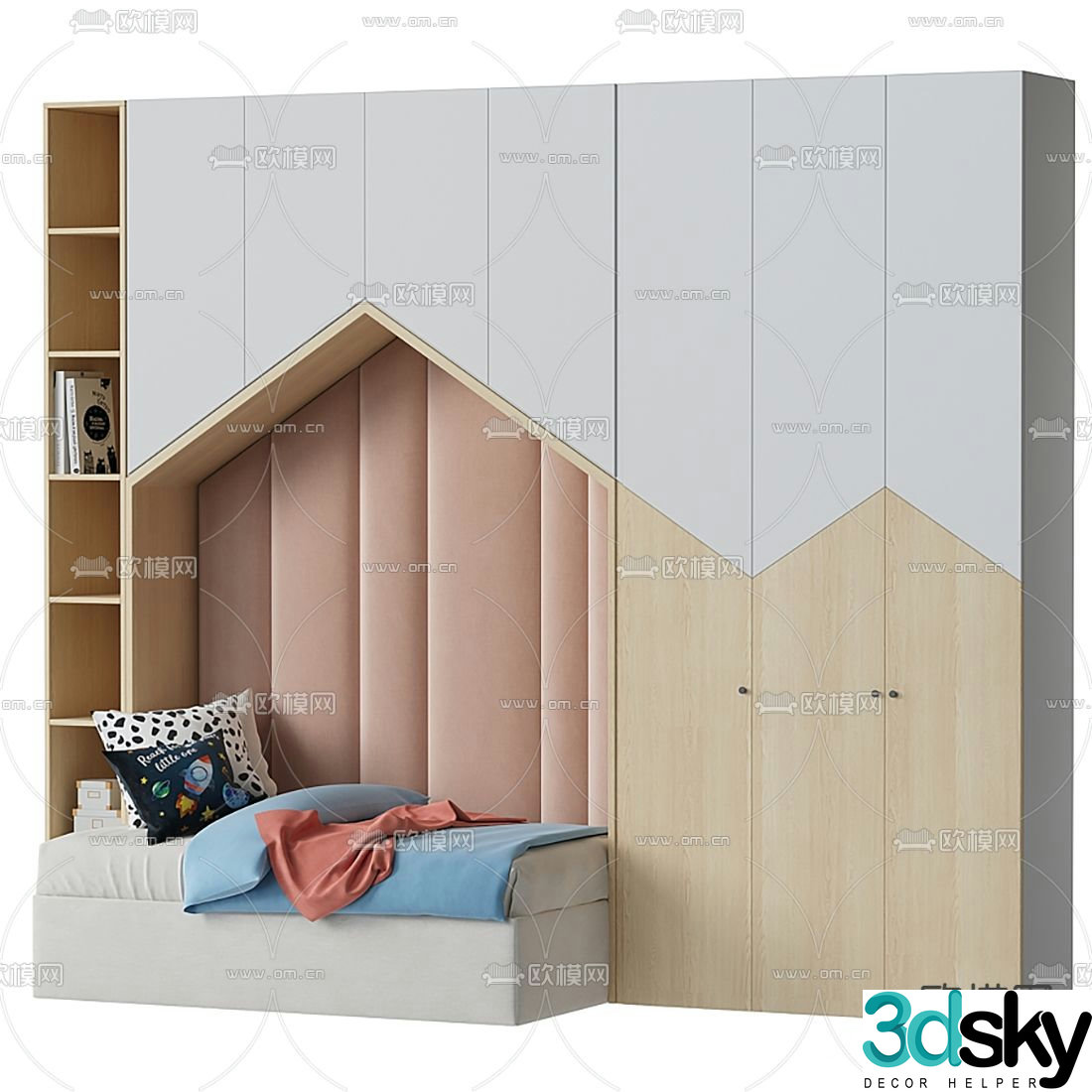 Modern children’s bookcase 3d model