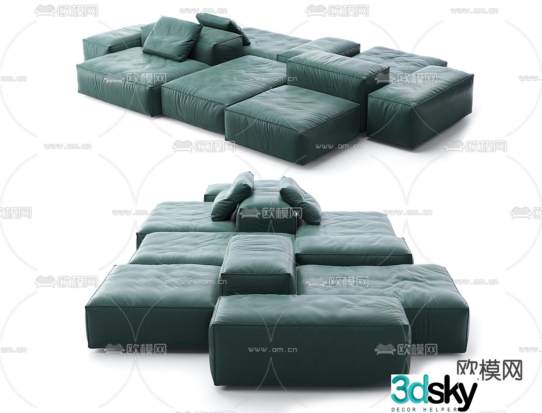 Flexform upholstered sofa module sofa 3d model