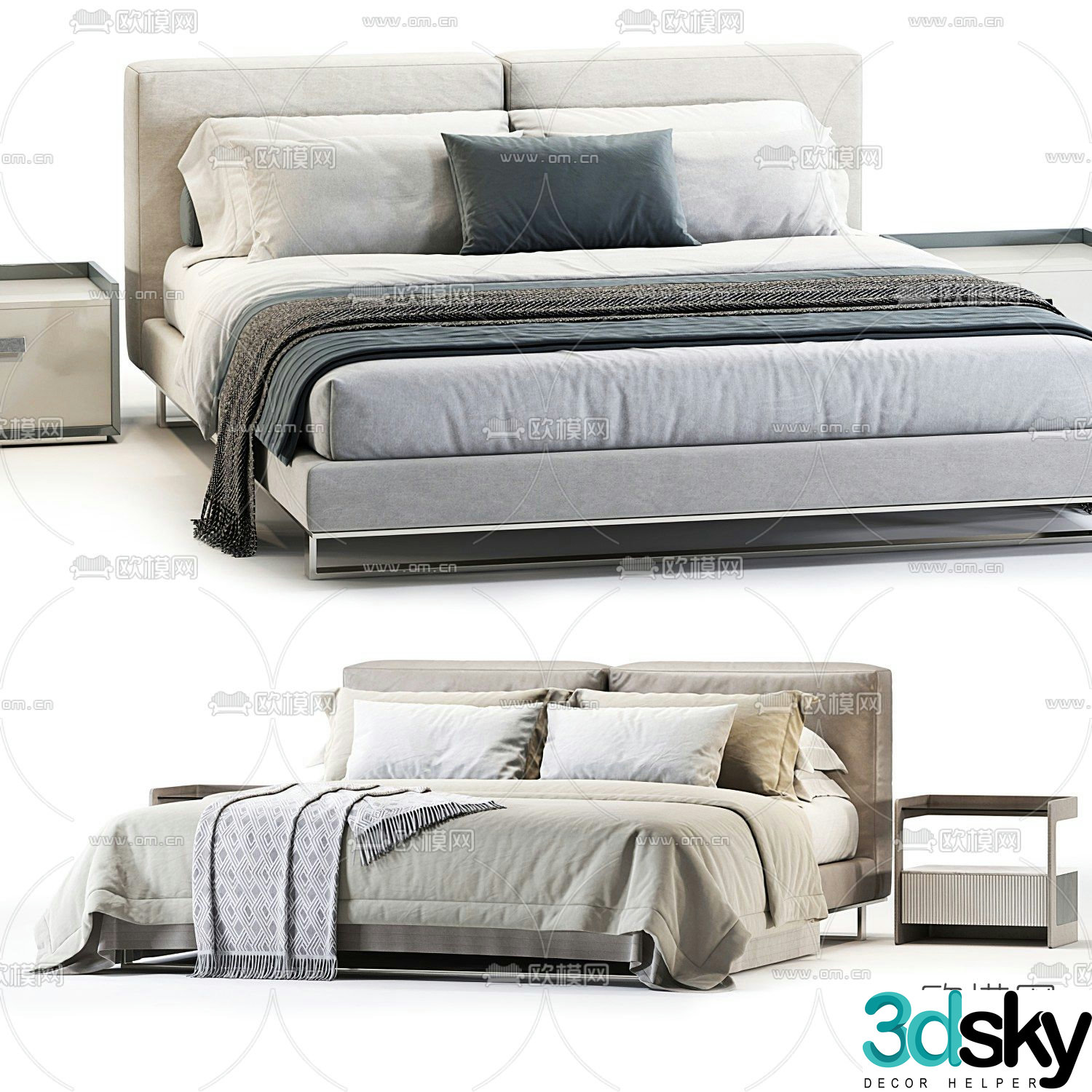 poliform double bed 3d model