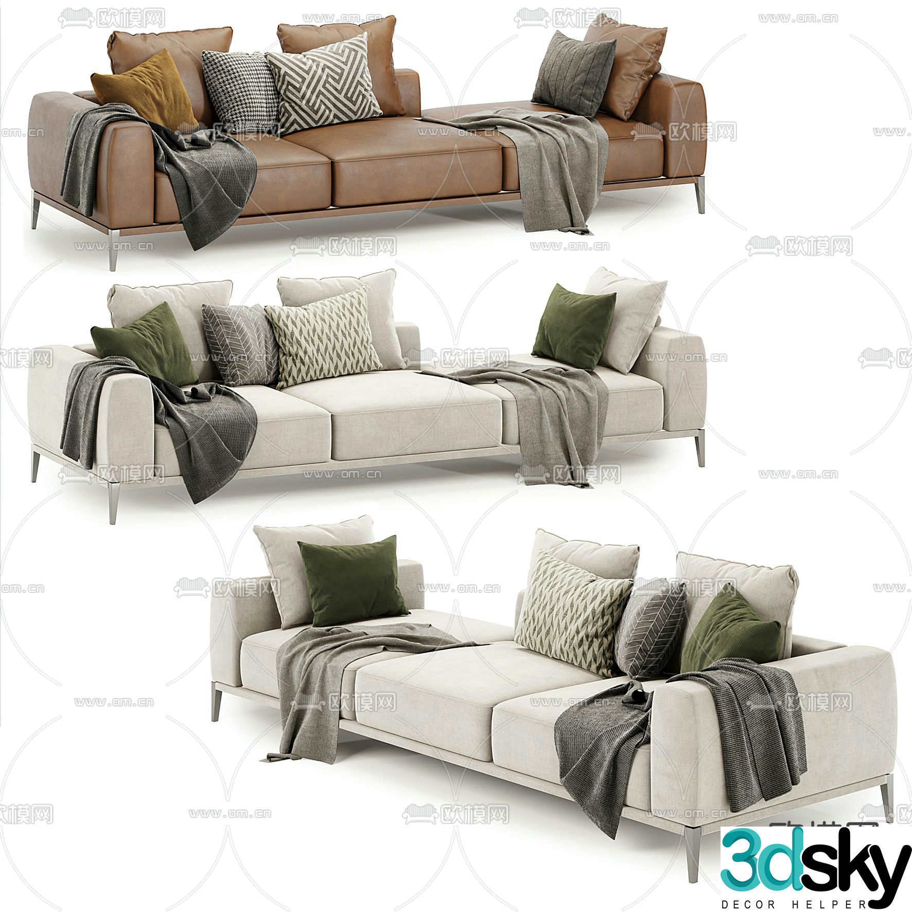 FLEXFORM multi-person sofa upholstered sofa 3d model