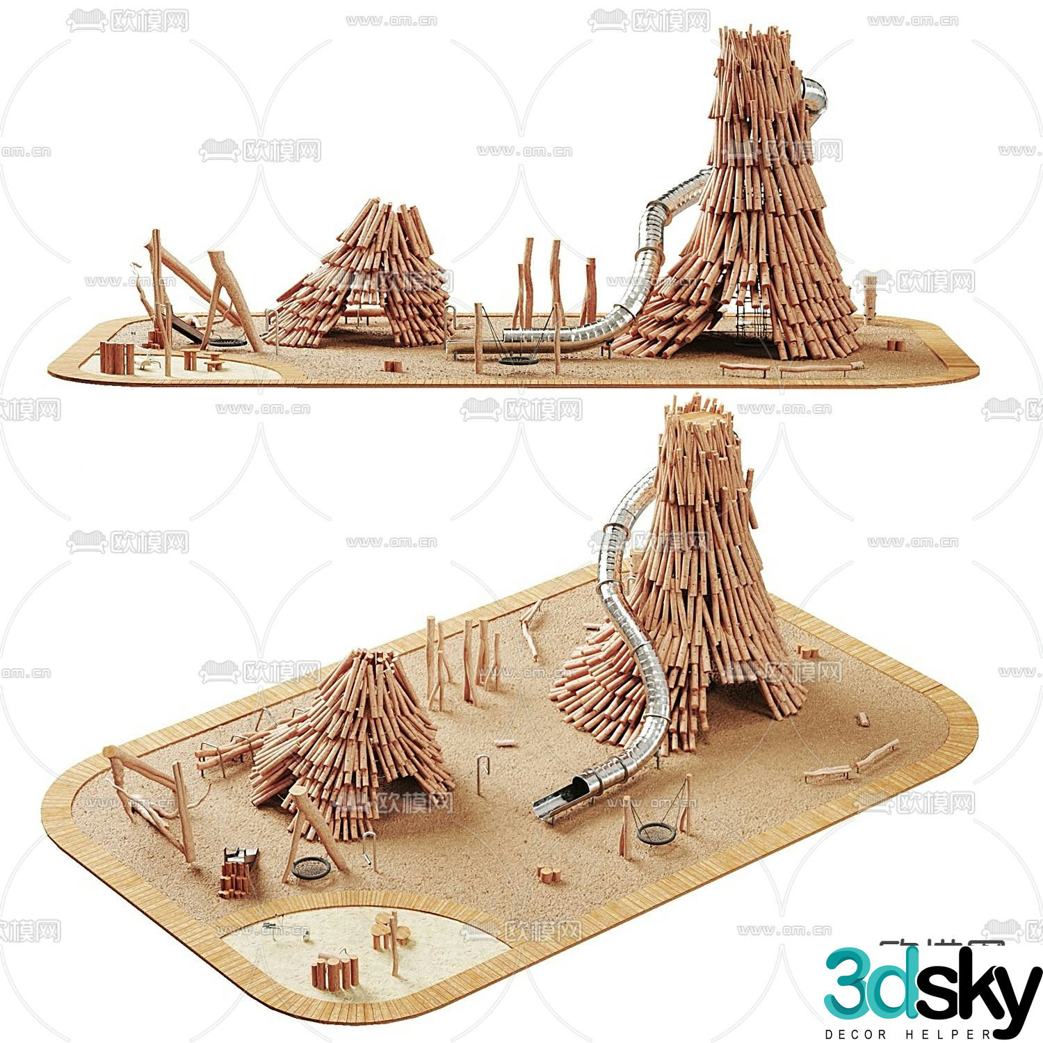 Modern slide amusement equipment 3d model