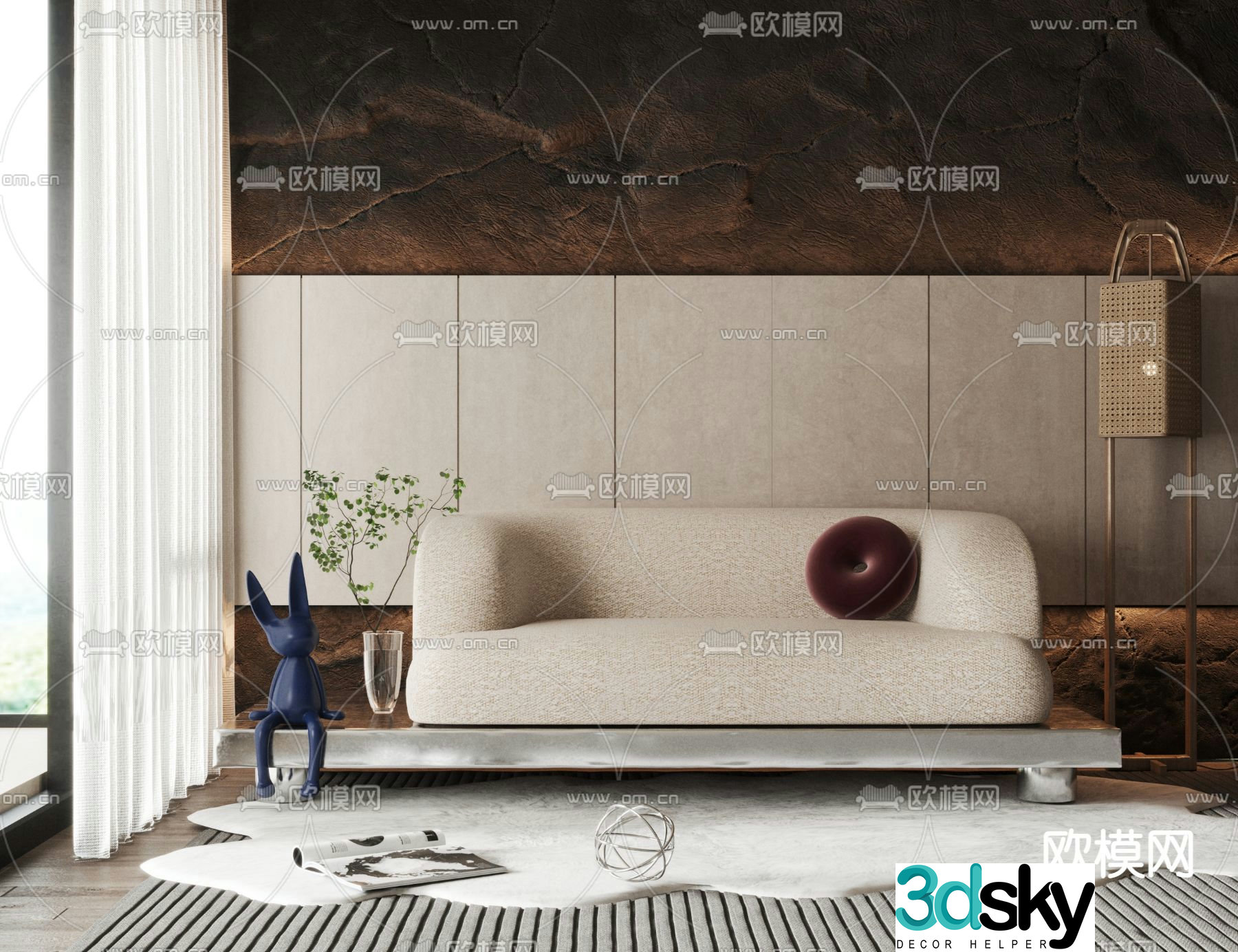 Flexform white loveseat 3d model