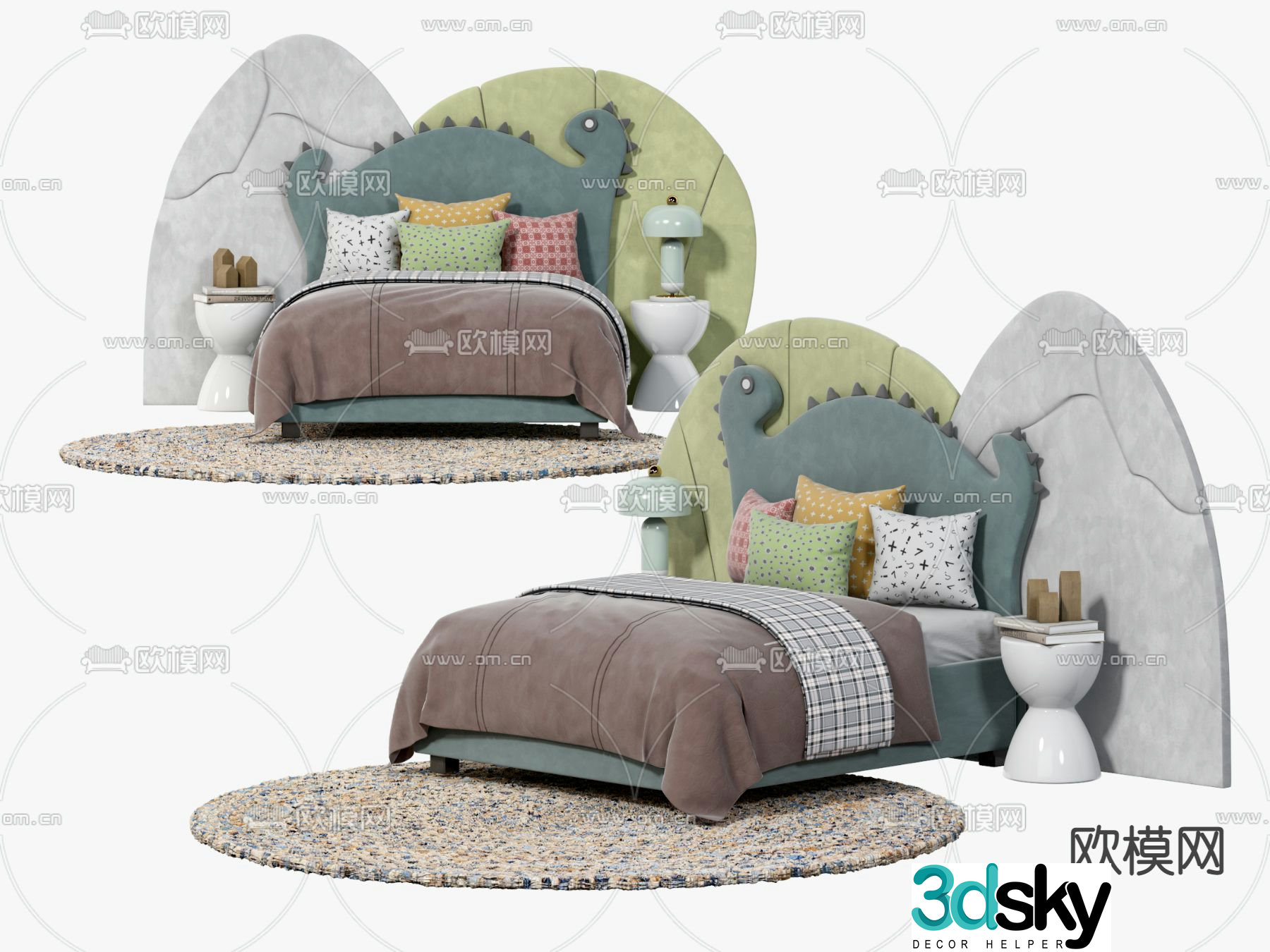 Modern cartoon children’s bed single bed 3d model