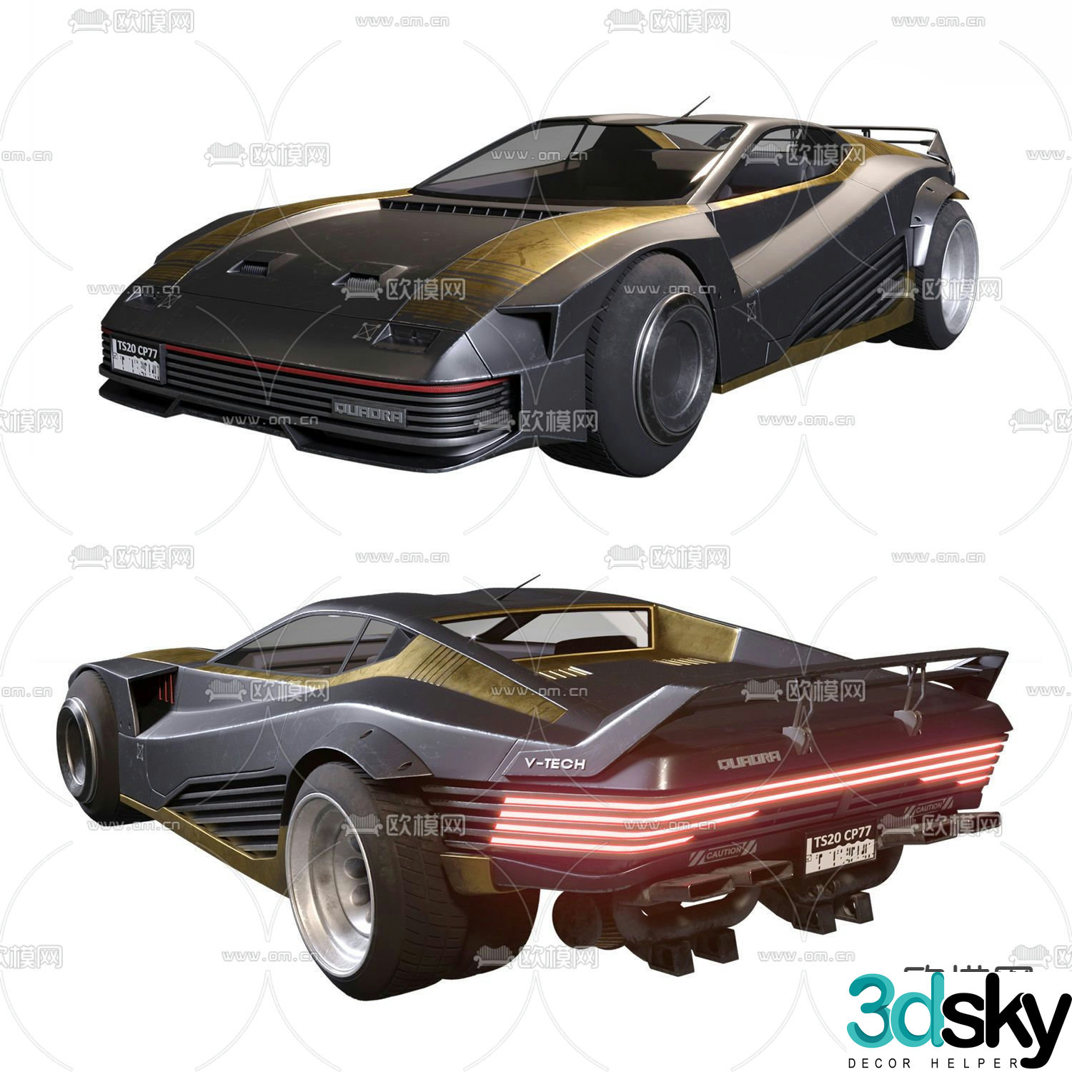 modern sports car race car 3d model