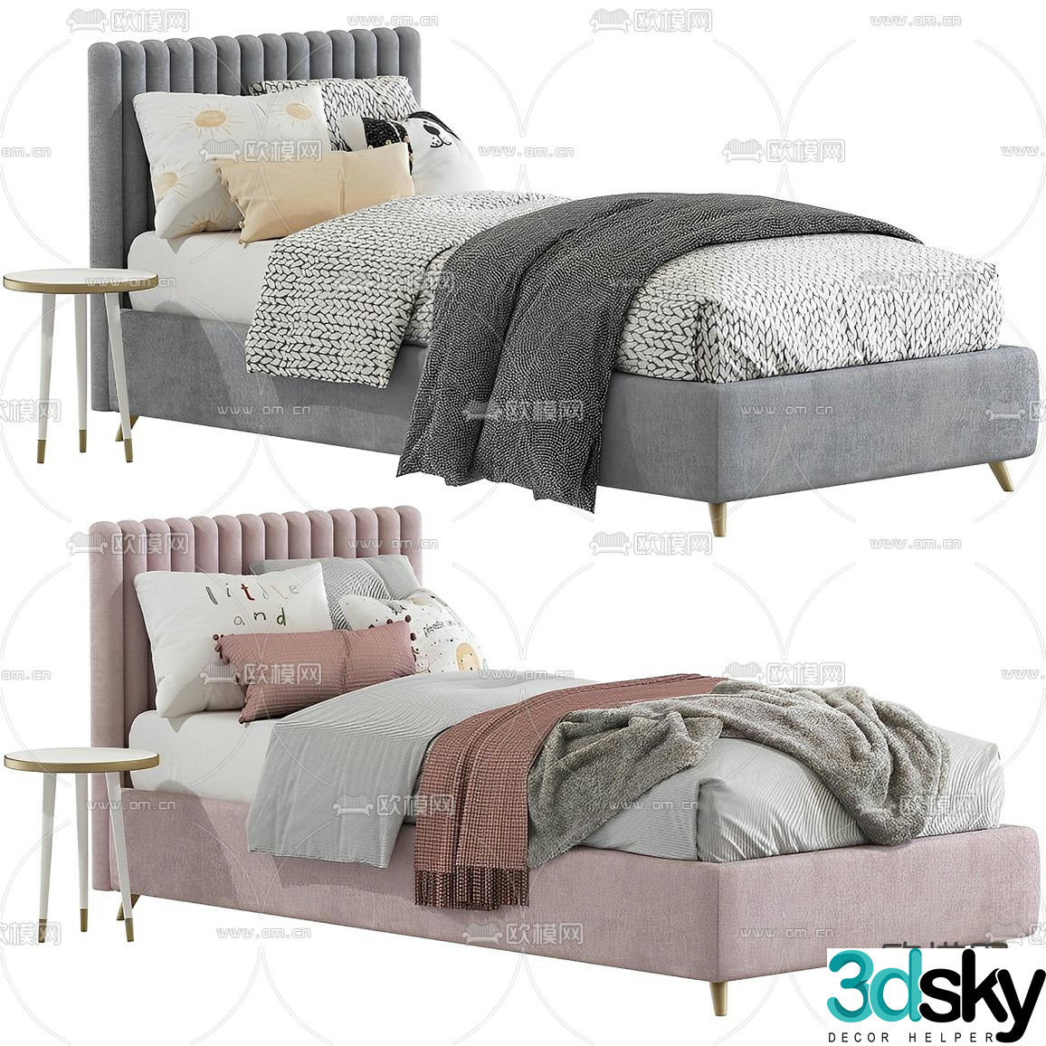 Nordic style children’s bed single bed 3d model