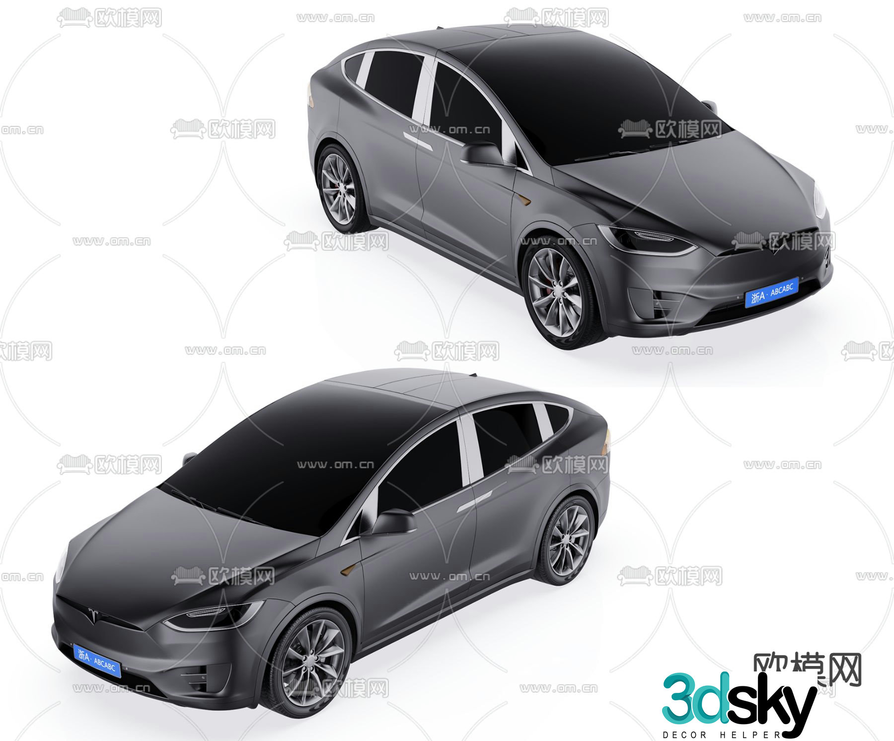 Black Tesla car 3d model