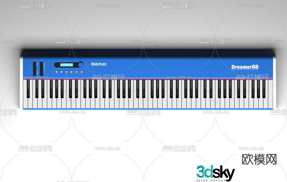 Modern electronic keyboard electric piano 3d model