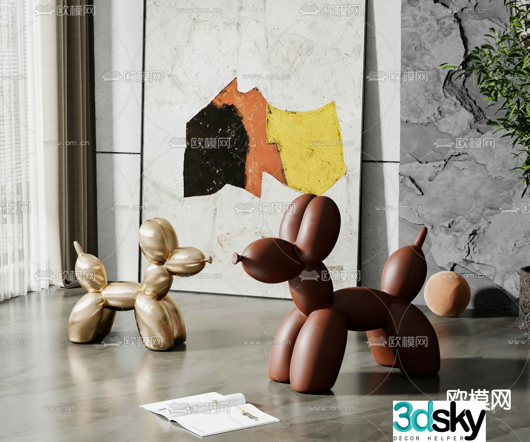 Balloon puppy chair children’s chair 3d model