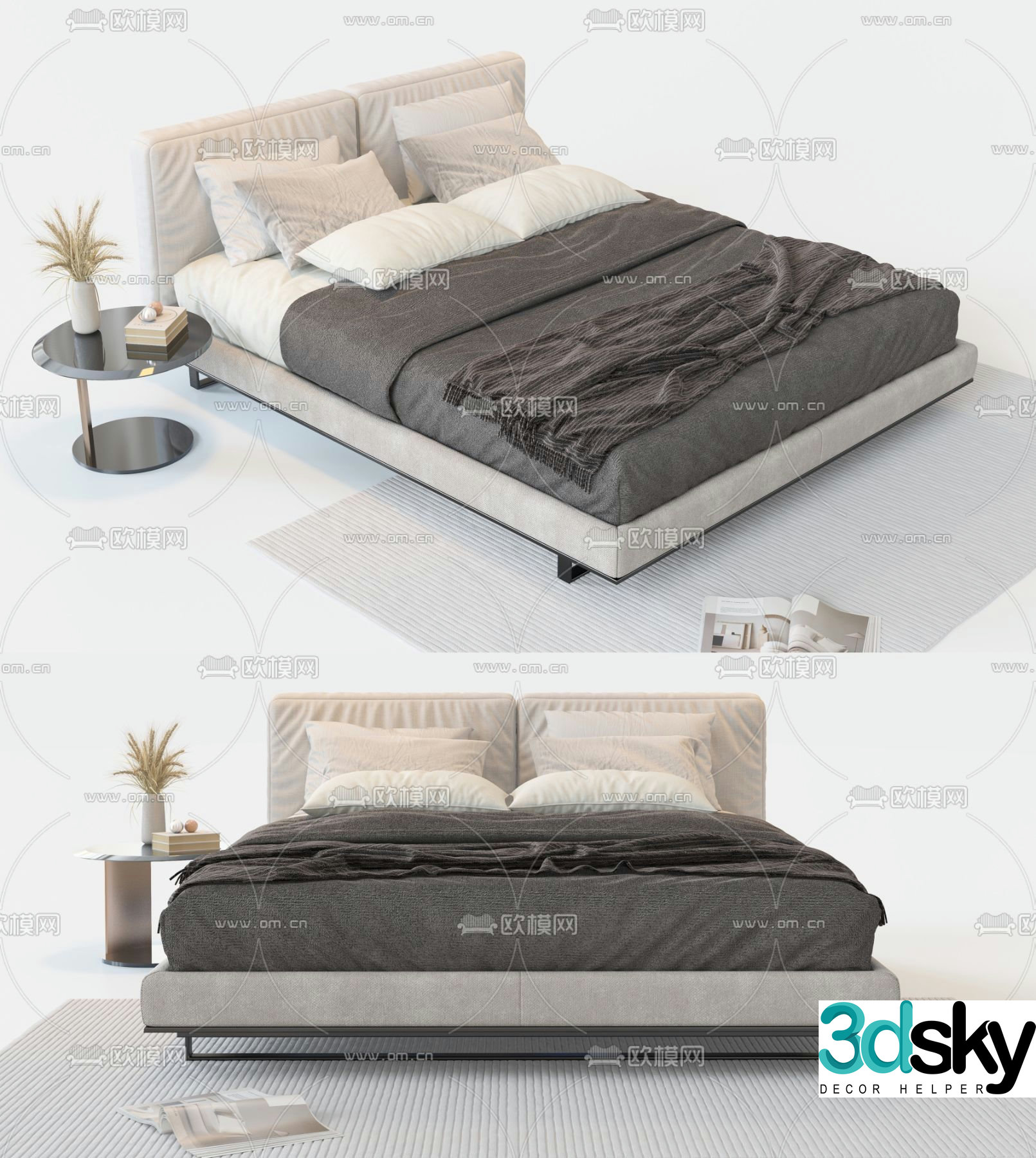 Poliform double bed 3d model