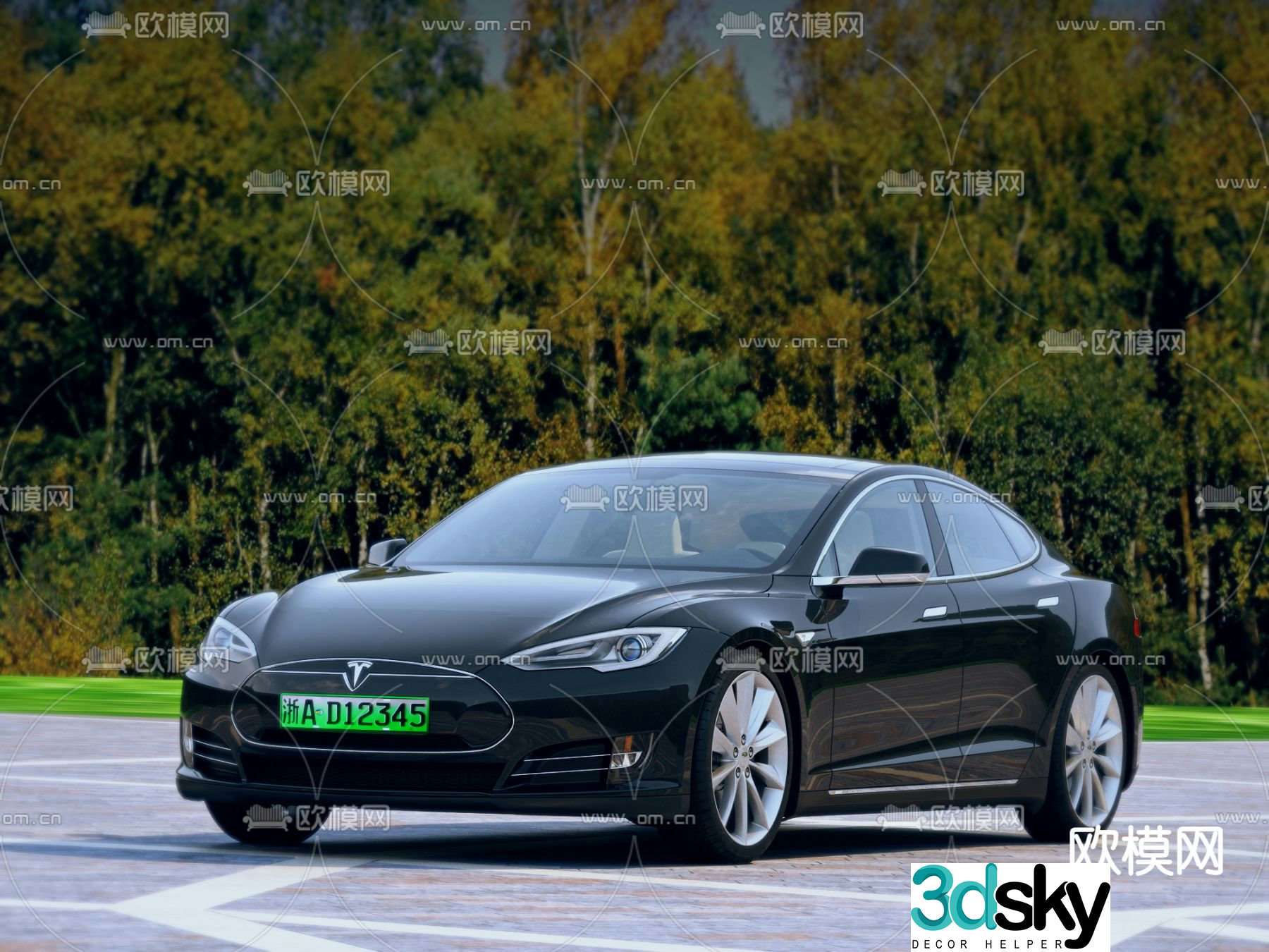 Tesla electric car sedan 3d model