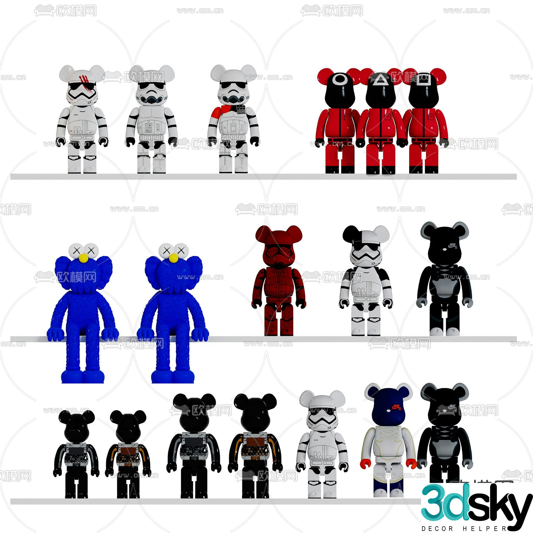KAWS Violent Bear Trendy Toy Ornament 3D Model
