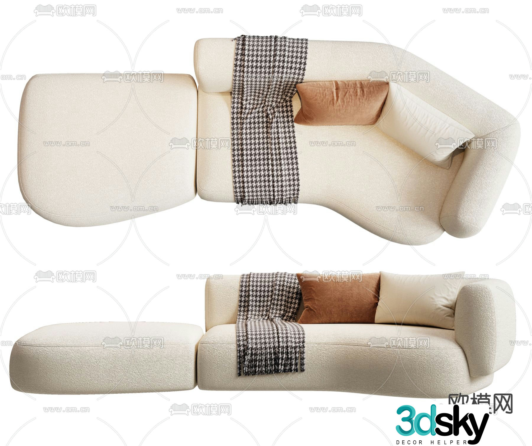 MISSANA white upholstered sofa 3d model