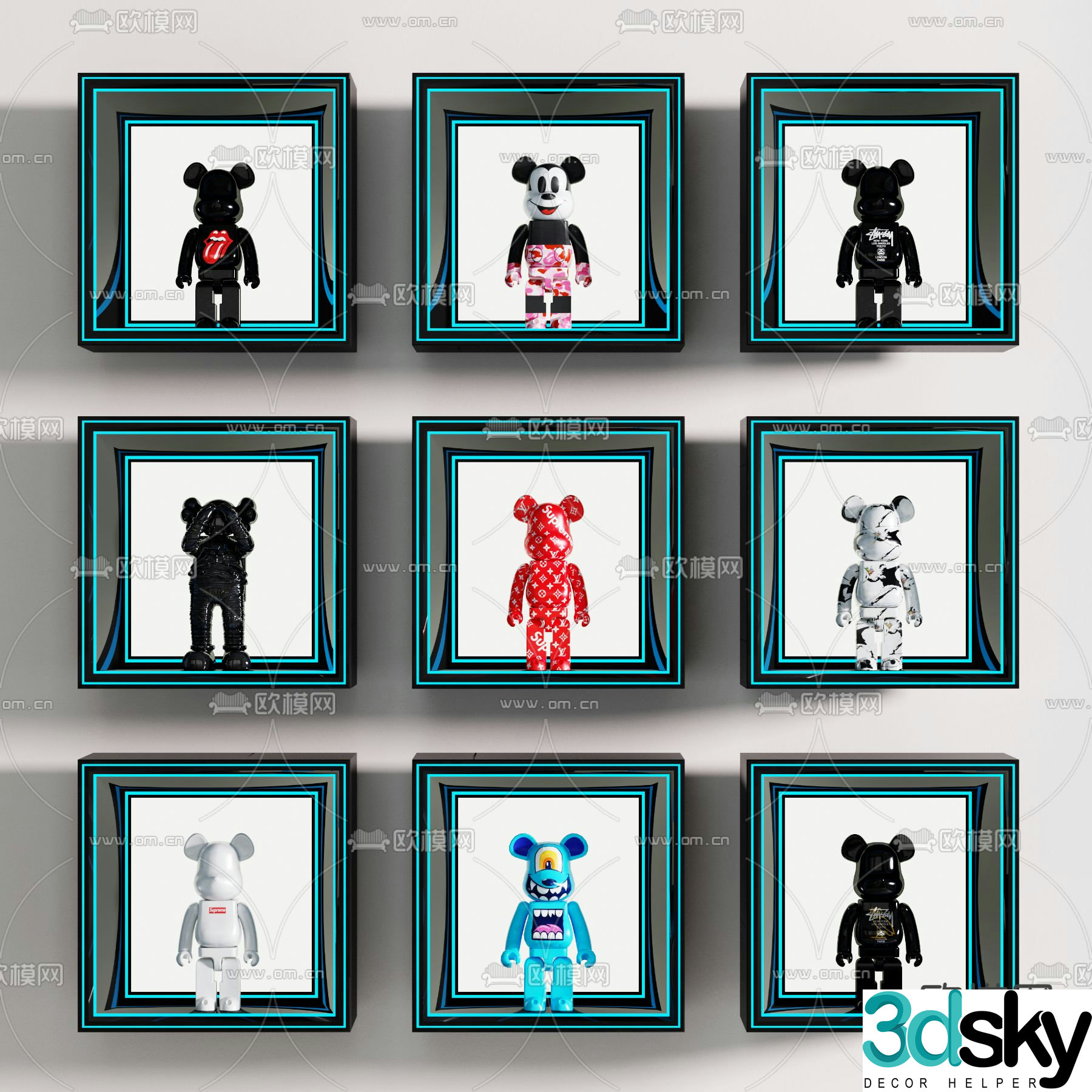 KAWS Violent Bear Trendy Toy Ornament 3D Model
