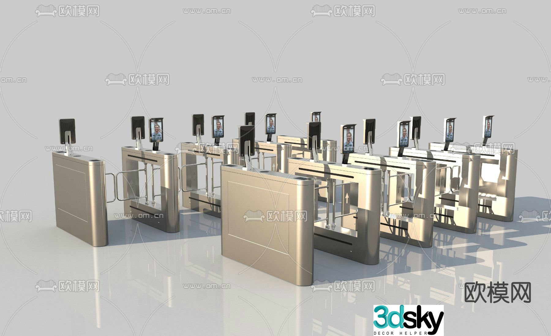 Face recognition gate security gate 3D model