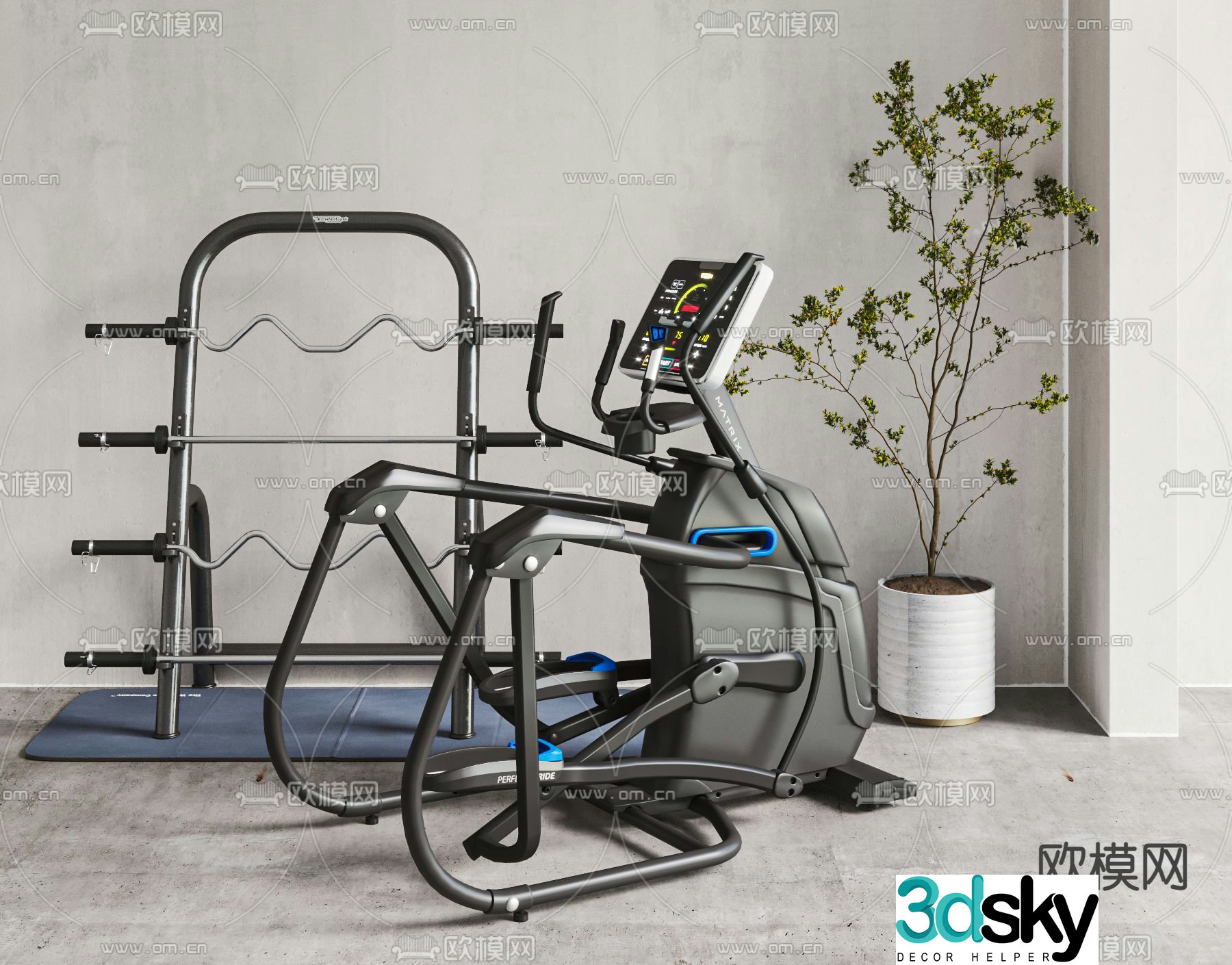 Elliptical machine fitness equipment 3d model