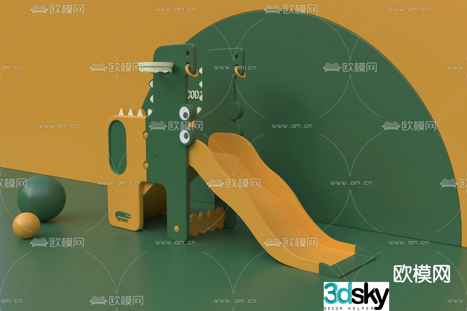 Modern dinosaur children's slide amusement equipment 3d model