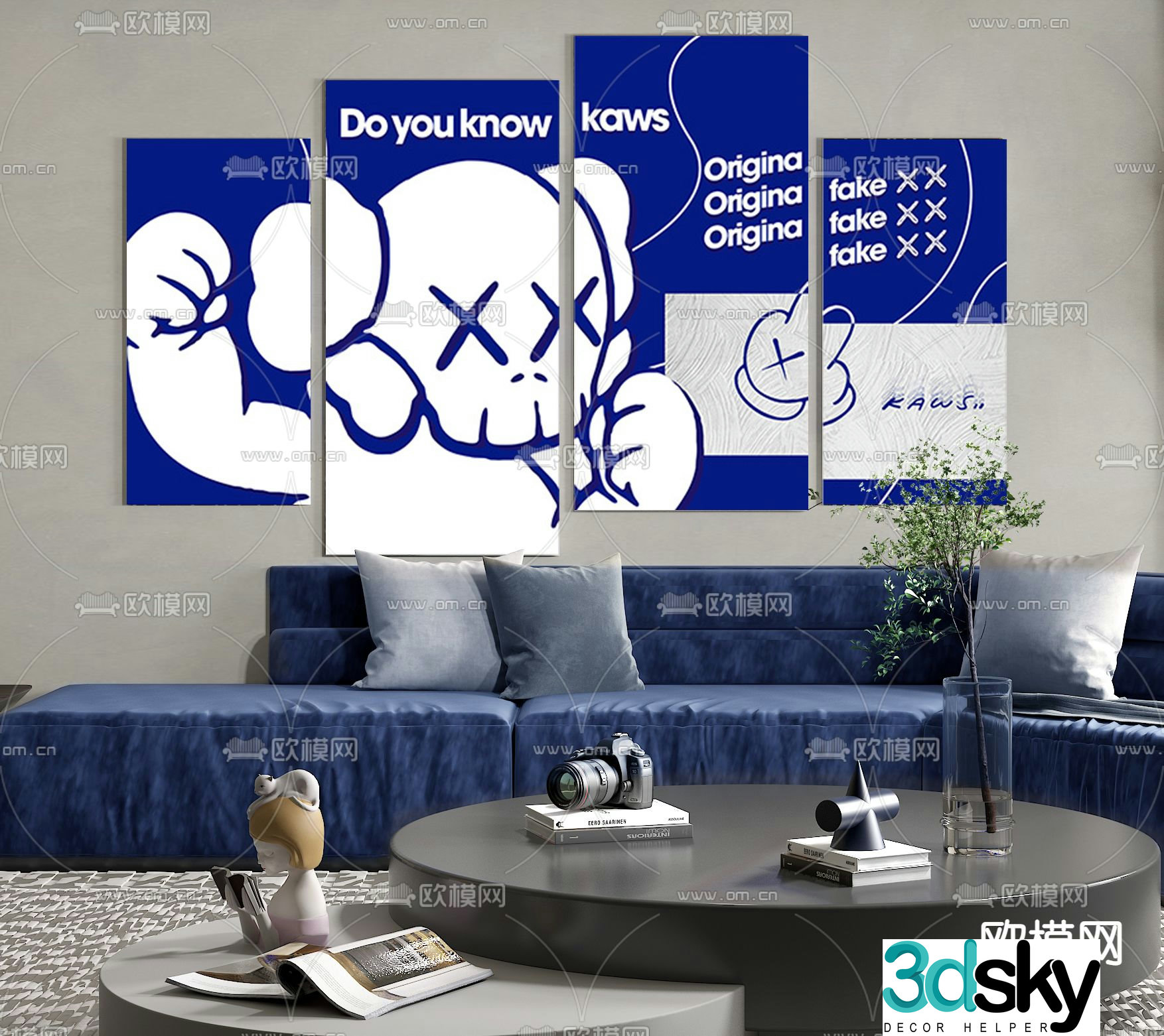 Modern KAWS decorative painting 3d model