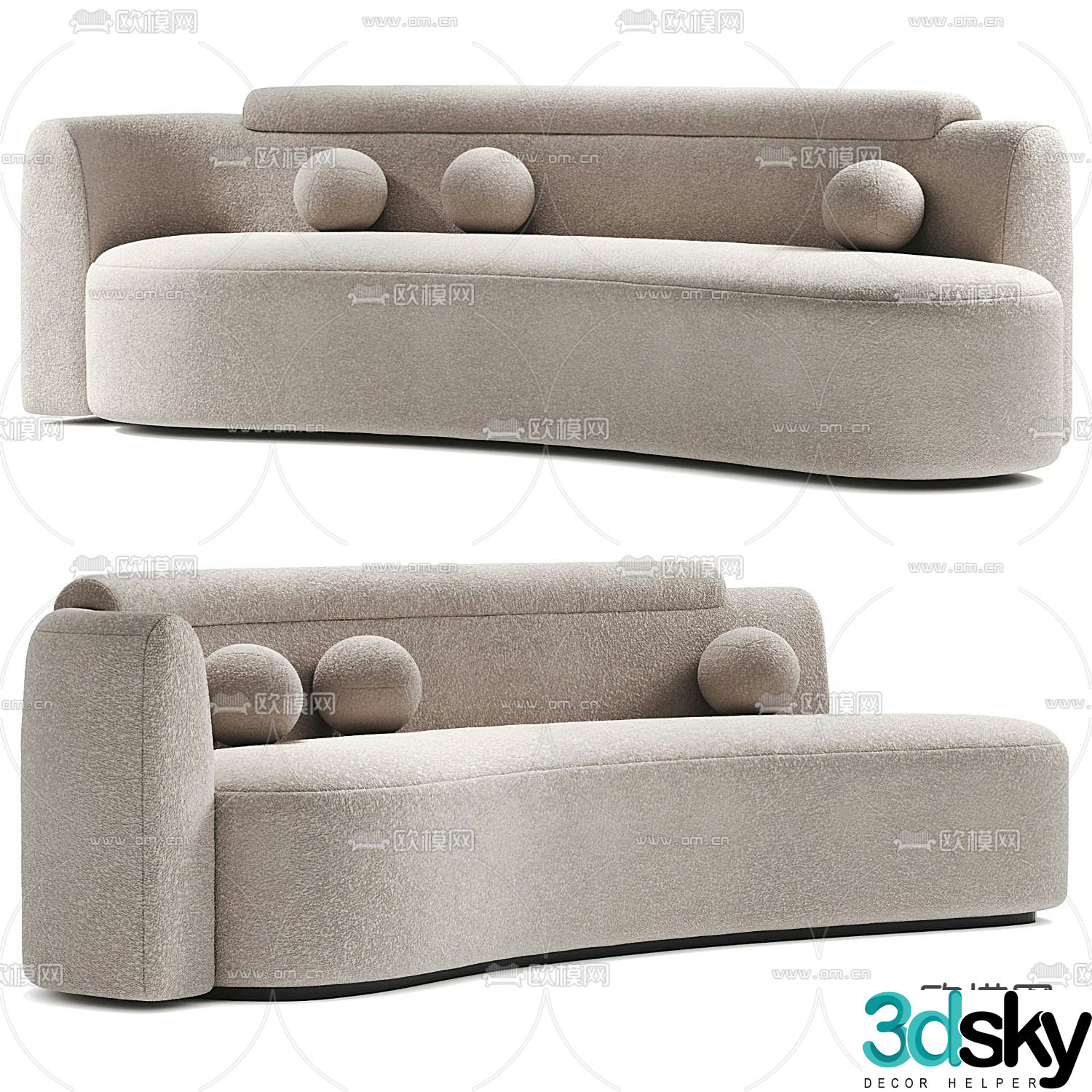 Flexform curved sofa special-shaped sofa 3d model