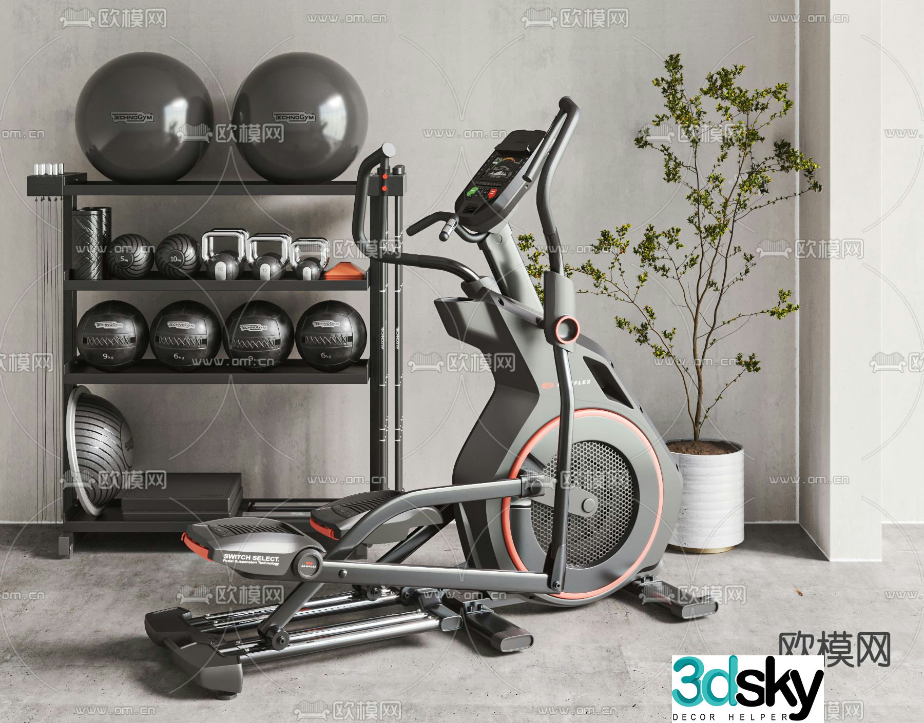Elliptical machine fitness equipment 3d model