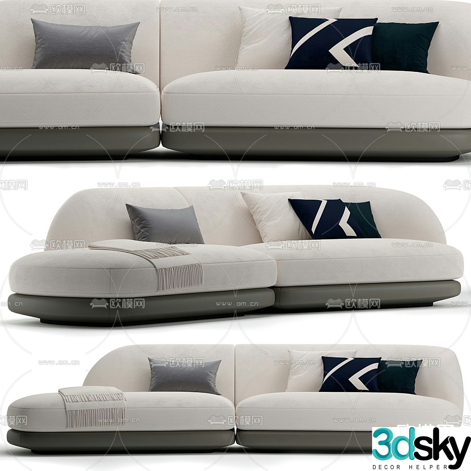 Minotti multi-person sofa upholstered sofa 3d model