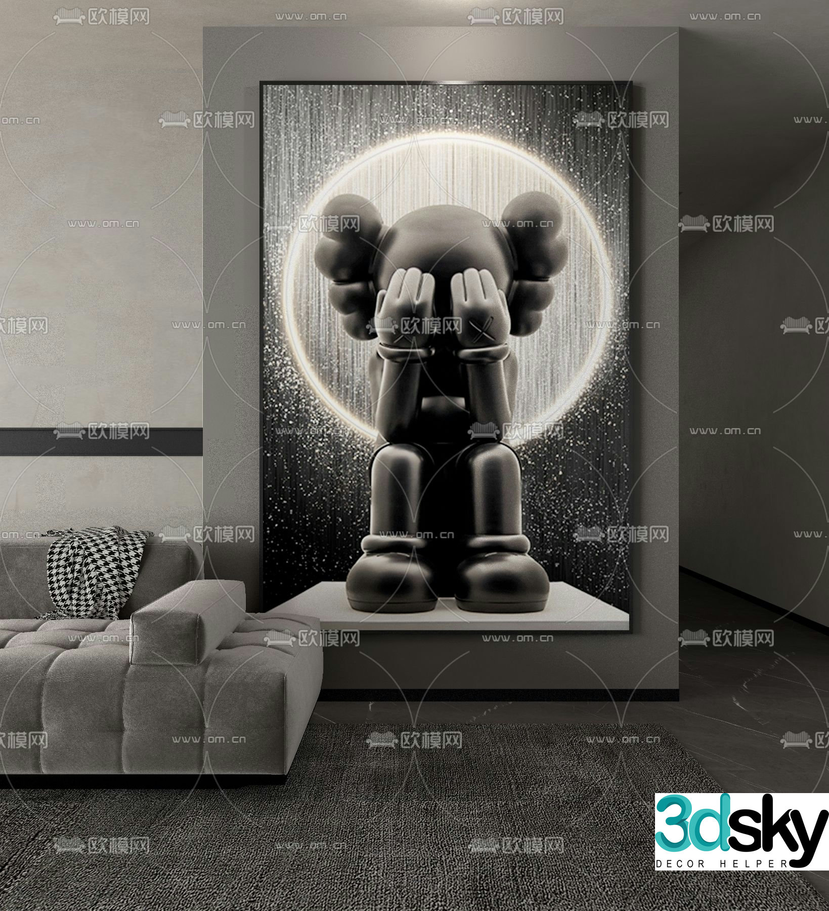 Modern KAWS decorative painting 3d model