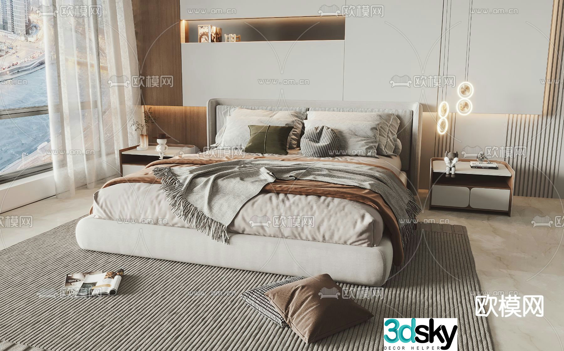 Minotti double bed 3d model