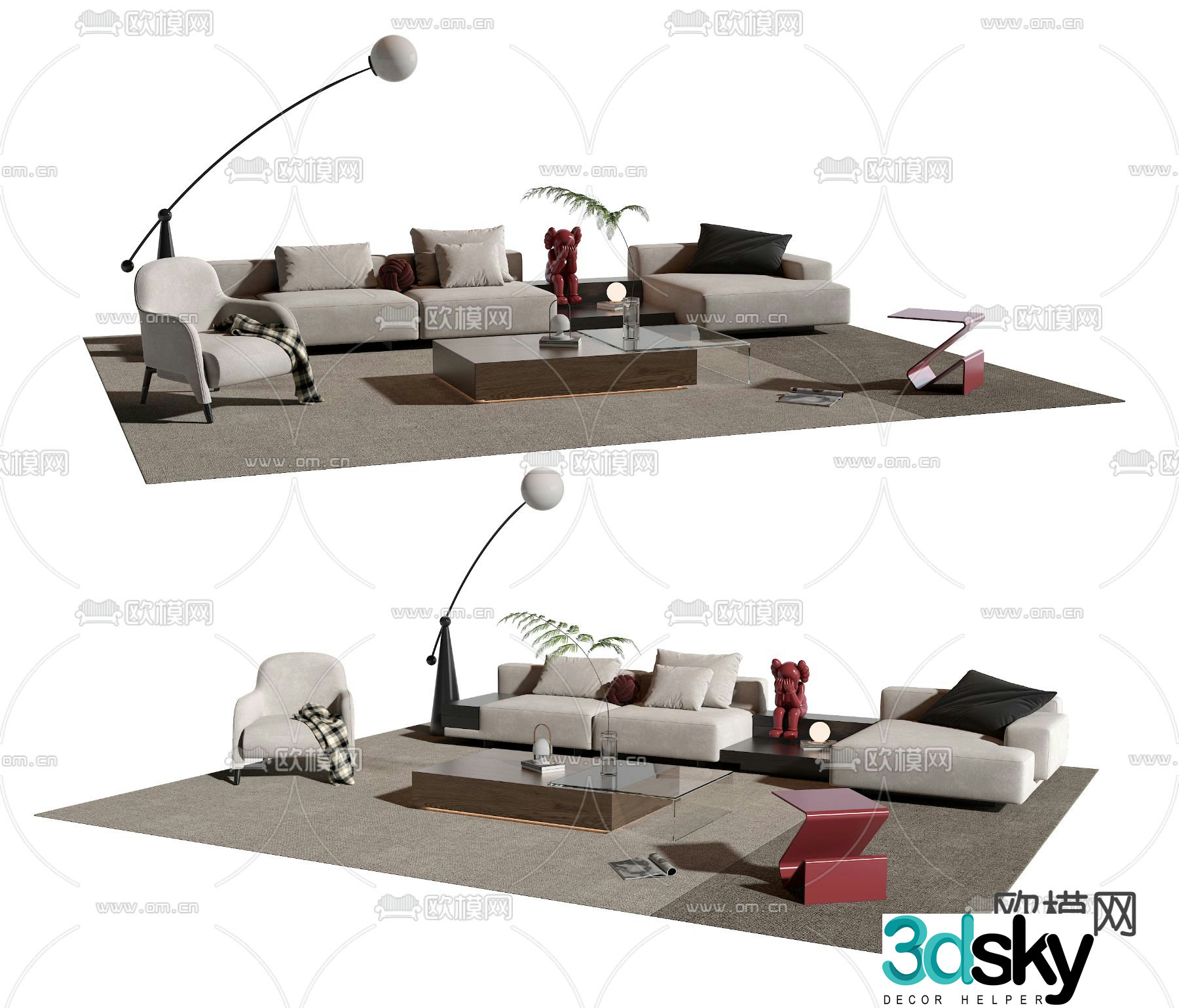 Molteni&C corner modular sofa 3d model