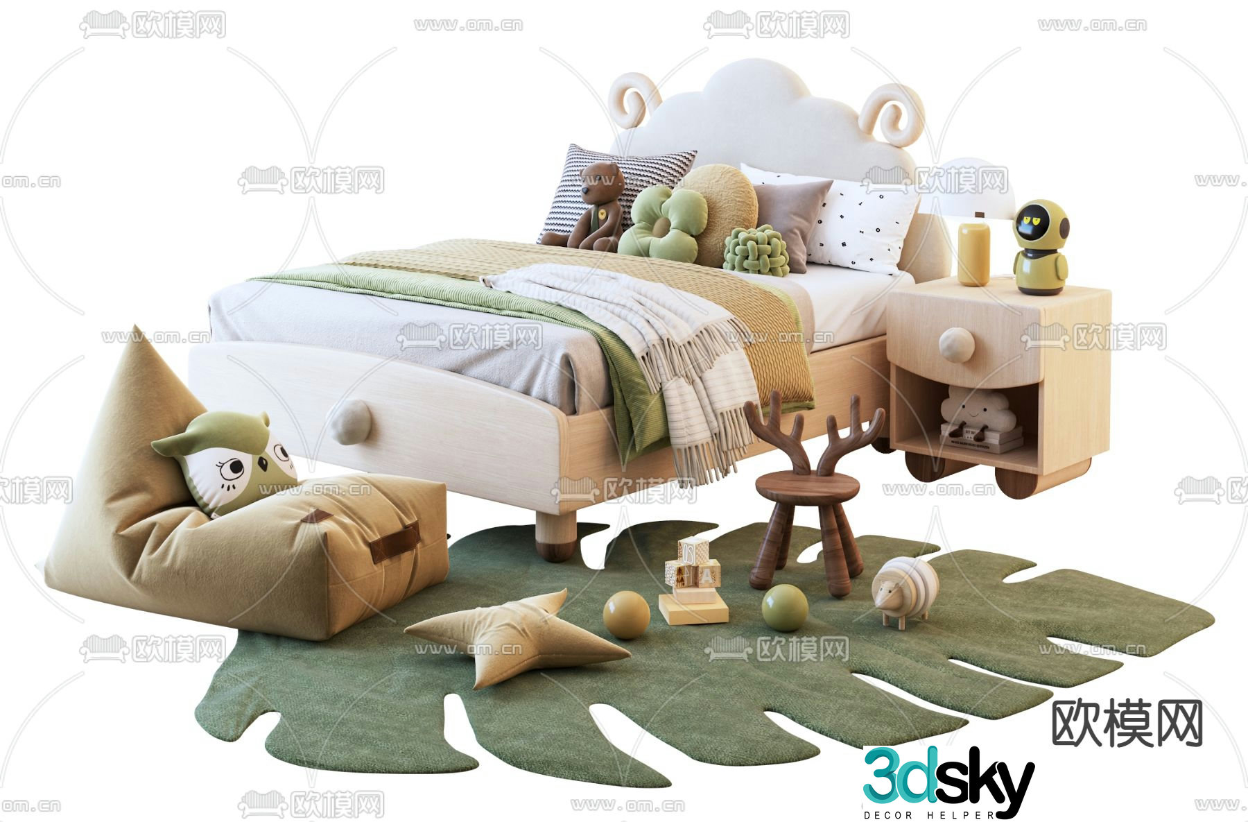 Modern children’s bed 3d model