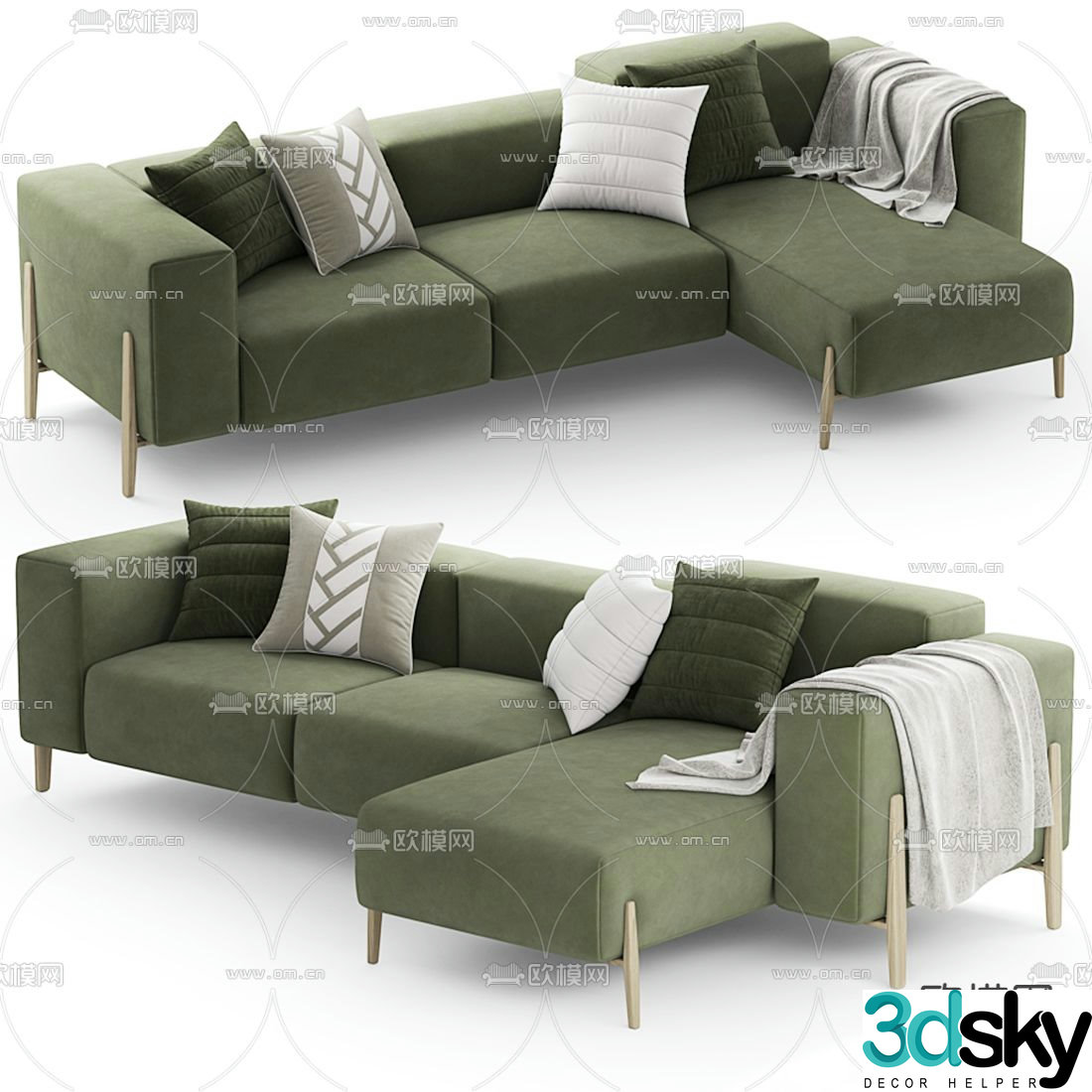Cor modern fabric corner sofa 3d model